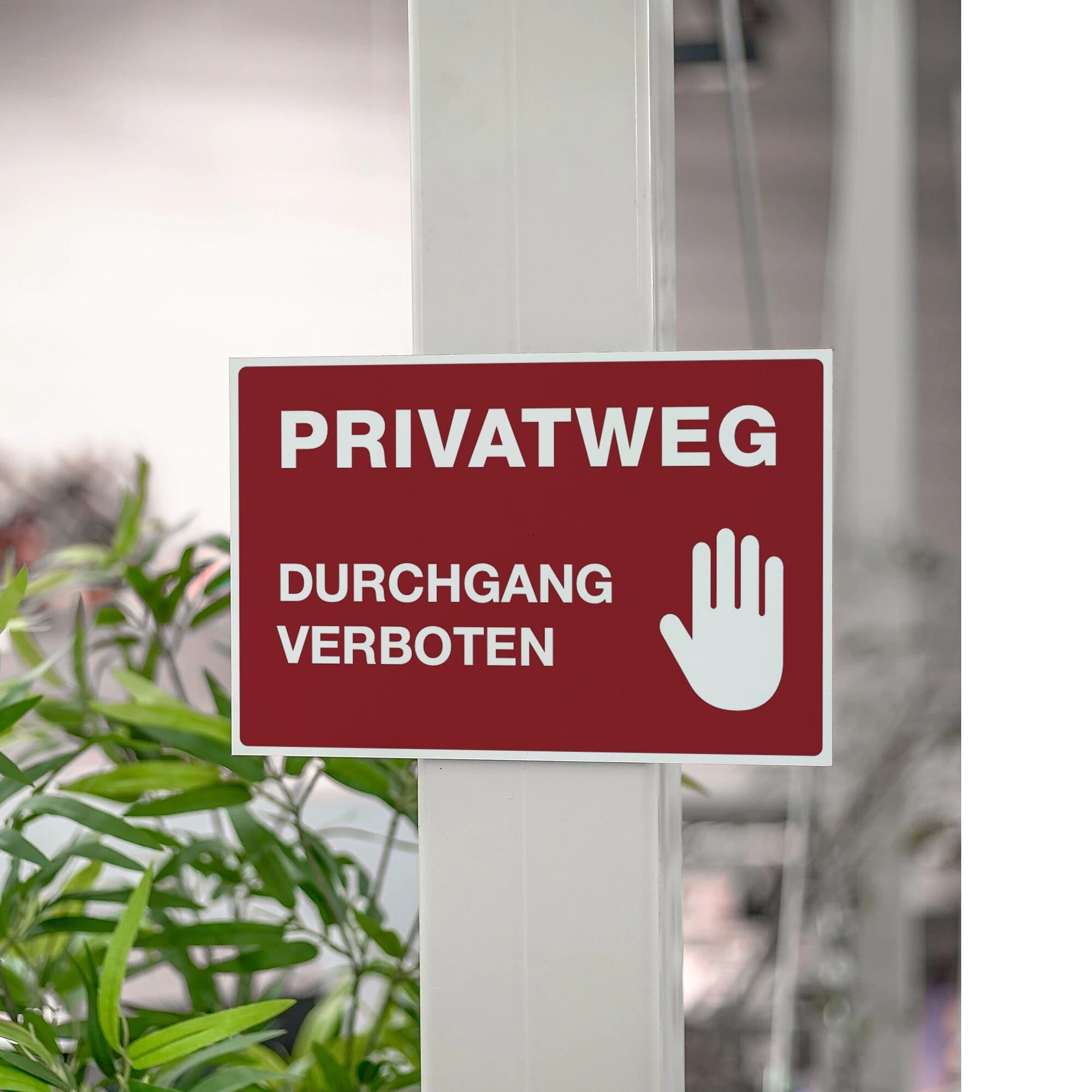 Schild Alu-Verbund PRIVATWEG - DURCHGANG VERBOTEN (signalrot, 300x200x4 mm)