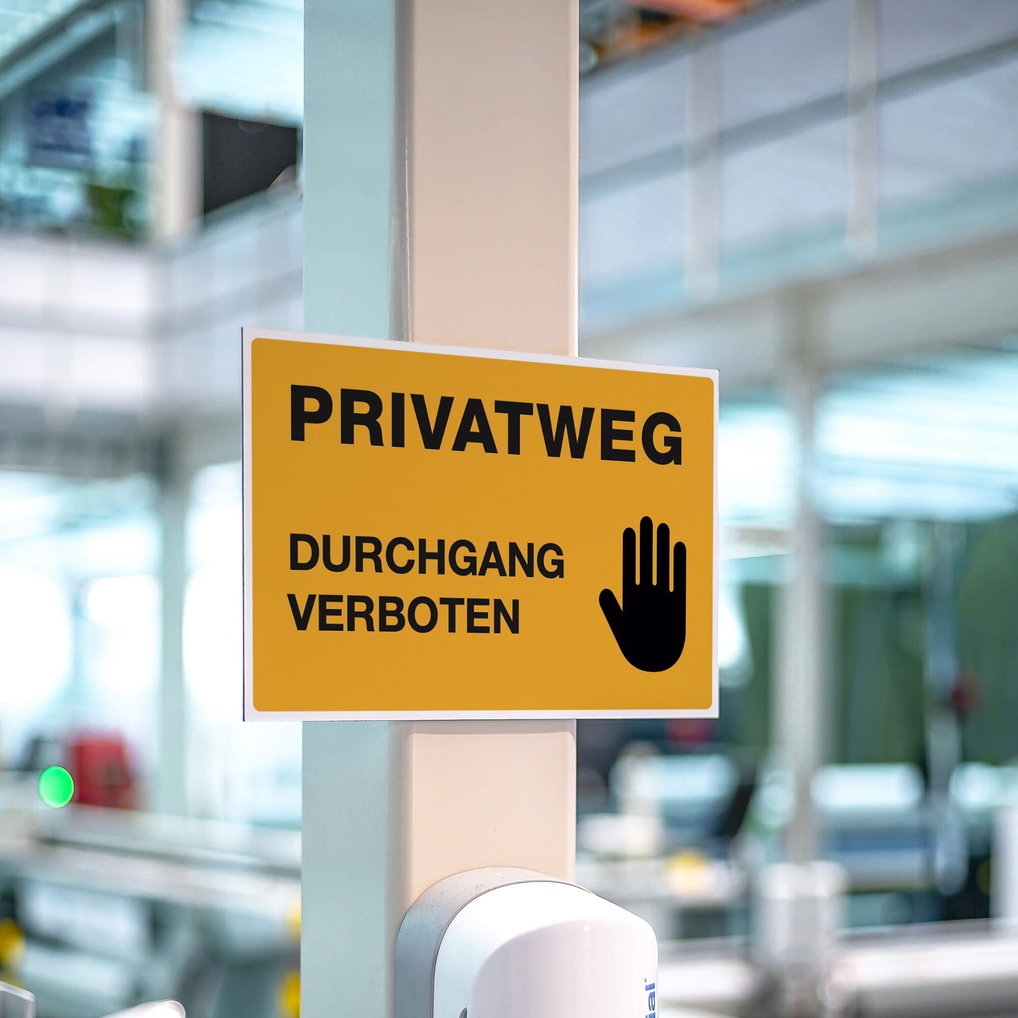 Gelbes Aluminium-Verbundschild "Privatweg - Durchgang Verboten" mit 300x200 mm, wetterfest und robust, aufkleberdrucker.de.