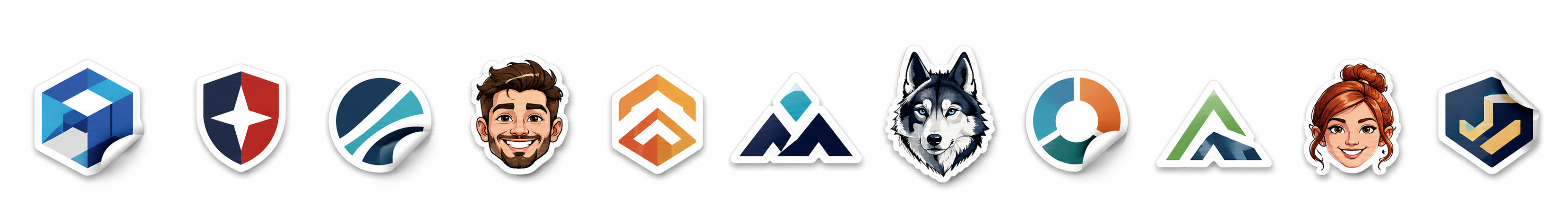Konturgeschnittene Sticker auf matter Premium-Vinylfolie — Logos und Illustrationen von aufkleberdrucker.de
