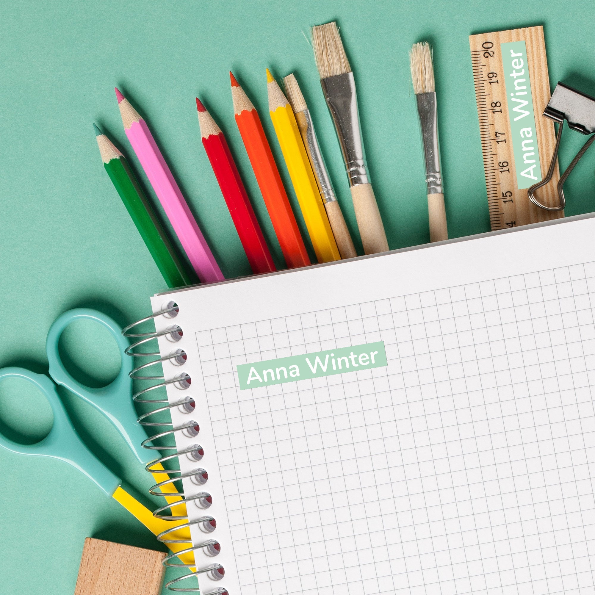 Preiswerte, wasserfeste Namensaufkleber für Kinder, 49x8 mm, rechteckig, matt, für Schule und Kindergarten, von aufkleberdrucker.de