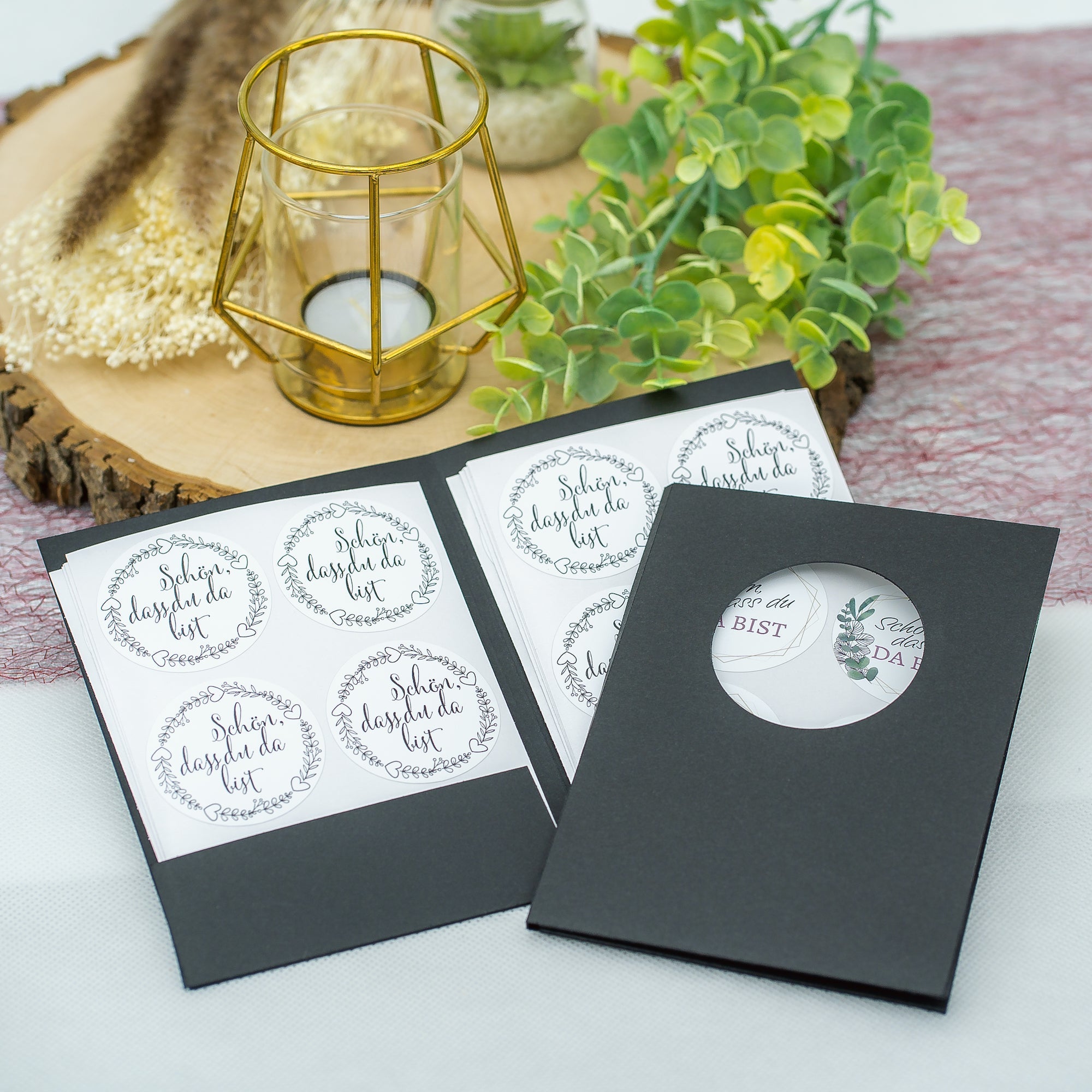Hochzeit-Aufkleber mit Eukalyptus-Design, 80 Stück in verschiedenen Größen und Texten, aufkleberdrucker.de