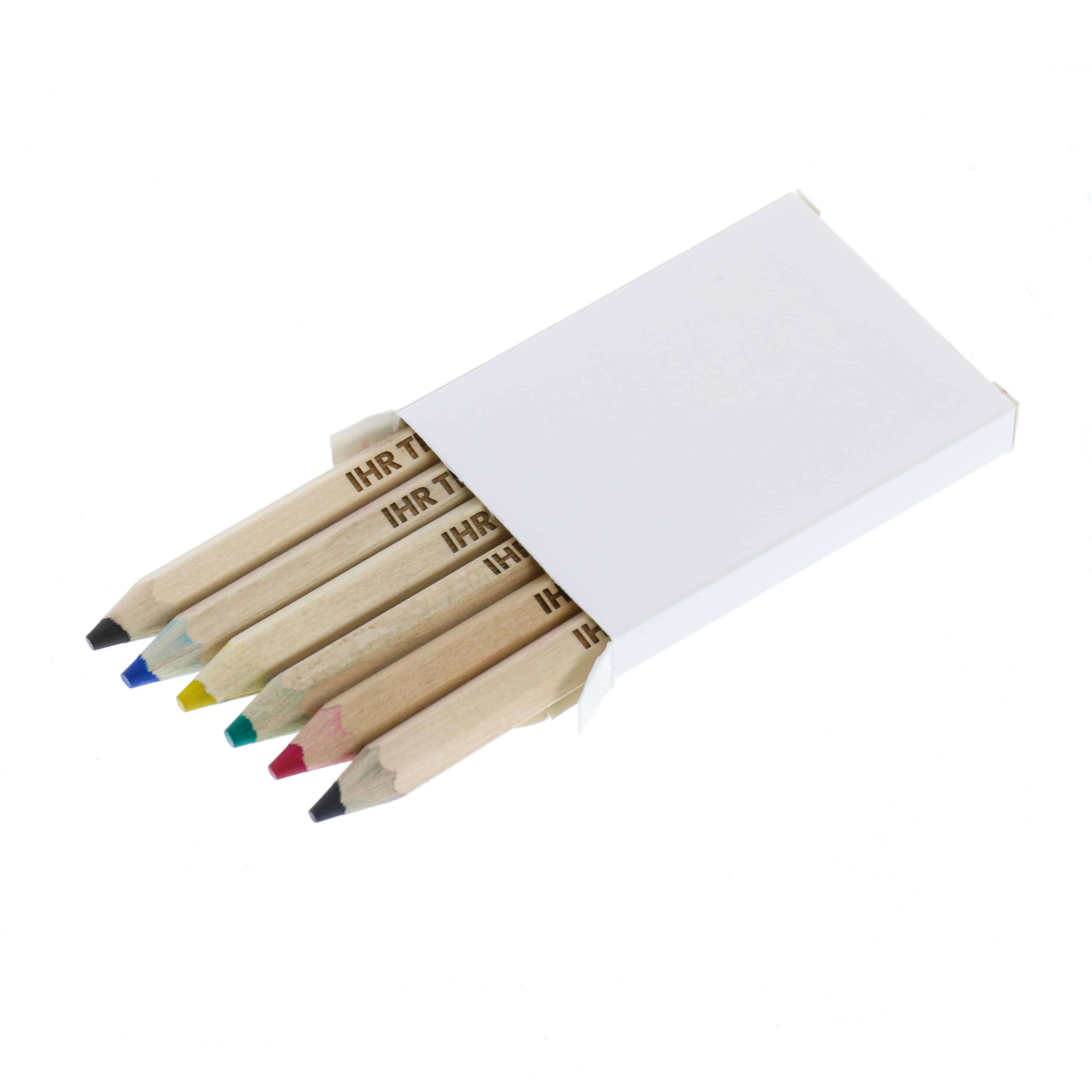 Vier Sets Jumbo Buntstifte mit Gravur, kurze Holzstifte in bunten Farben, ideal für Kinder, von gravur-fabrik.de