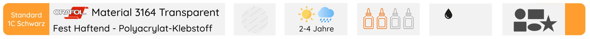 Aufkleber Transparent 1-Farbig Schwarz