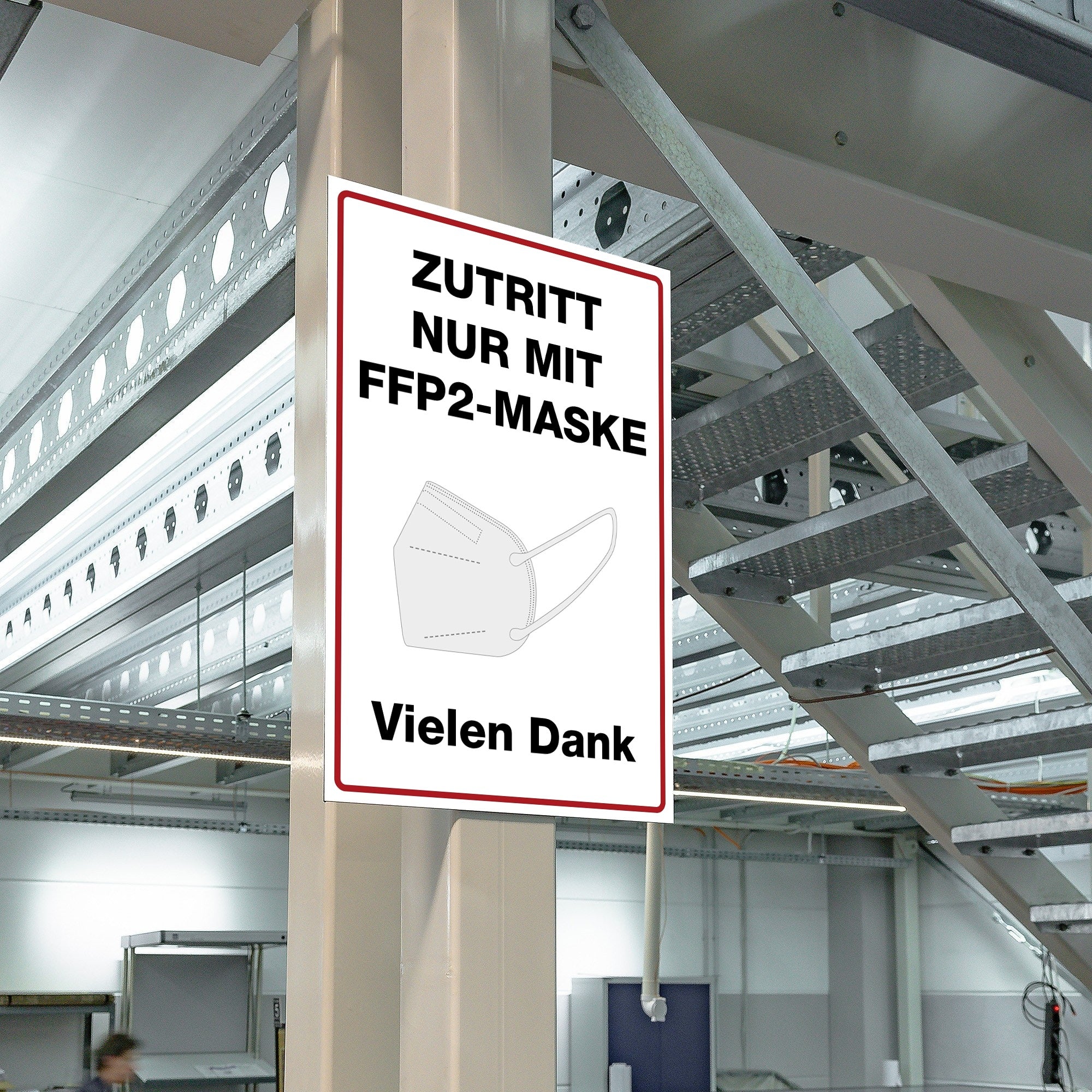 Aluminium-Schild mit weißer FFP2-Maske-Aufschrift, Zutritt nur mit Maske, 200x300 mm, klare Beschilderung