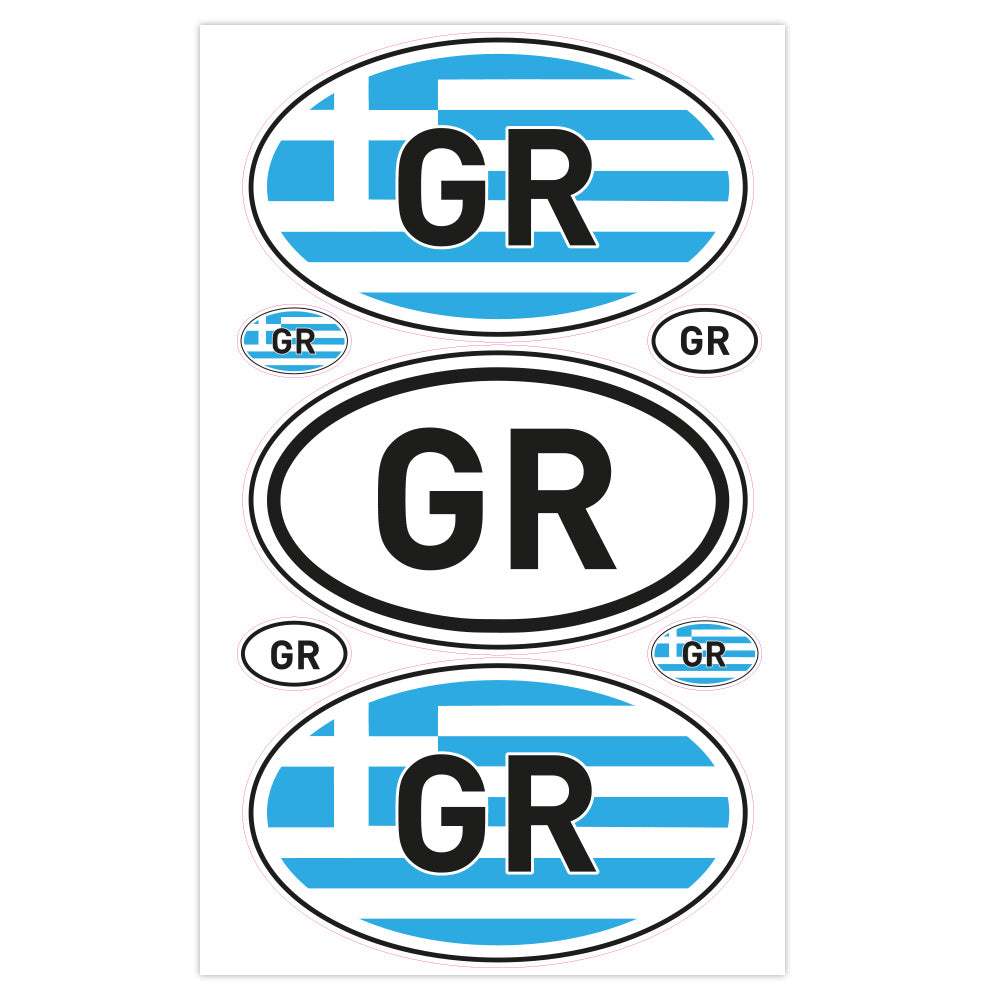 Autoaufkleber Länderkennzeichen - Griechenland (7 Stück - 200x300 mm)
