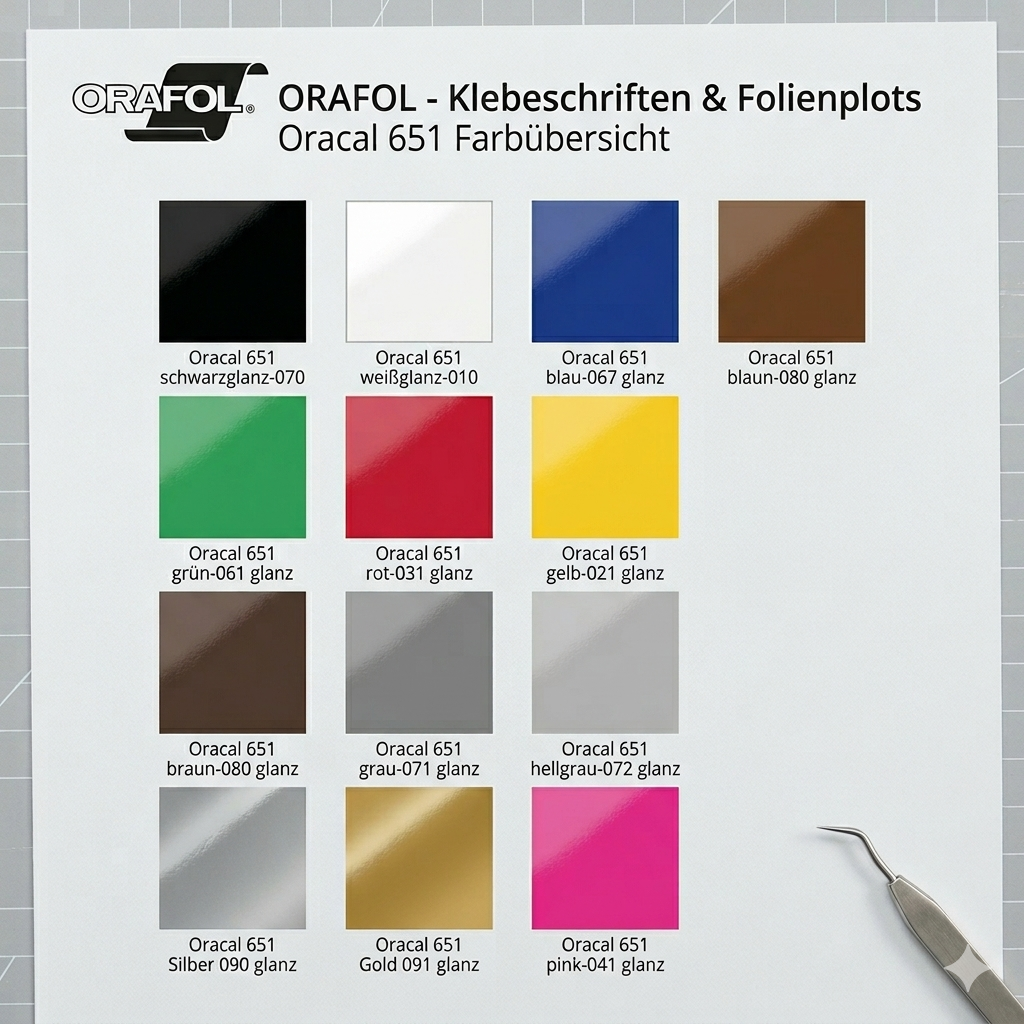Oracal Klebebuchstaben, selbstklebende Schriftzug-Aufkleber in verschiedenen Buchstaben, auf weißem Hintergrund.