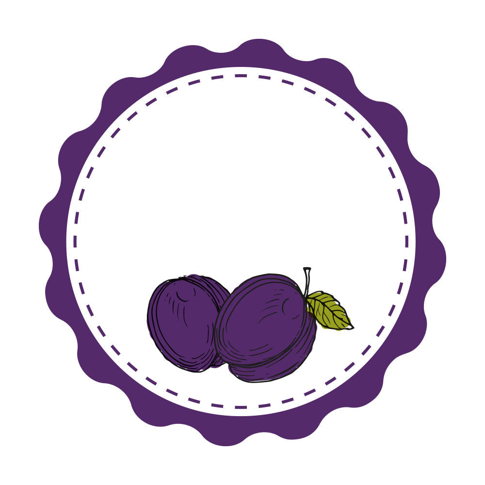 Gestaltungs-Tool für Marmeladenetiketten mit Zwetschge-Motiv, 3 Bögen, hochwertiger Druck von aufkleberdrucker.de