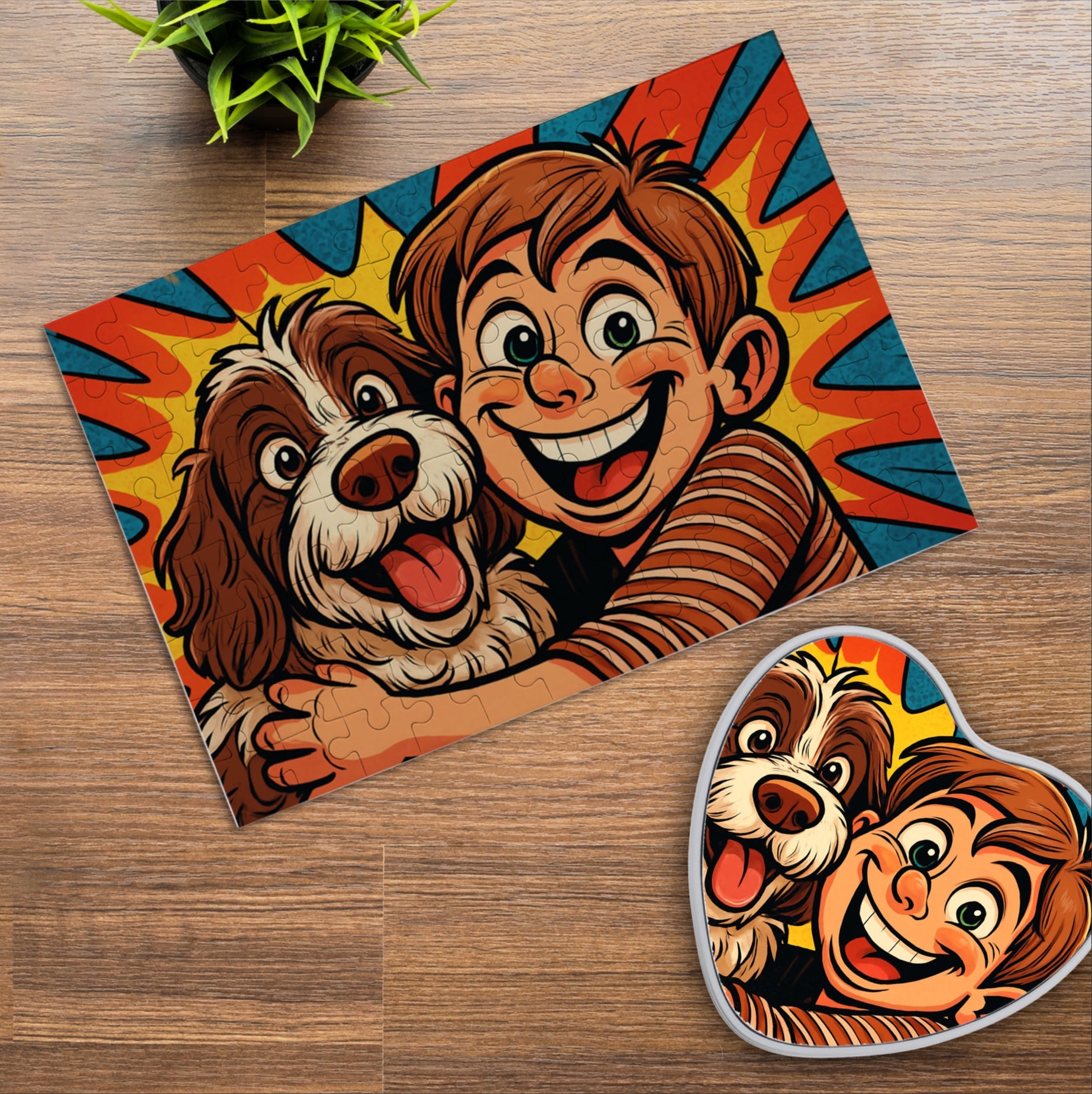 Puzzle mit Karikatur und Individualisierung (inkl. Herzdose – 96 Teile) - aufkleberdrucker.de