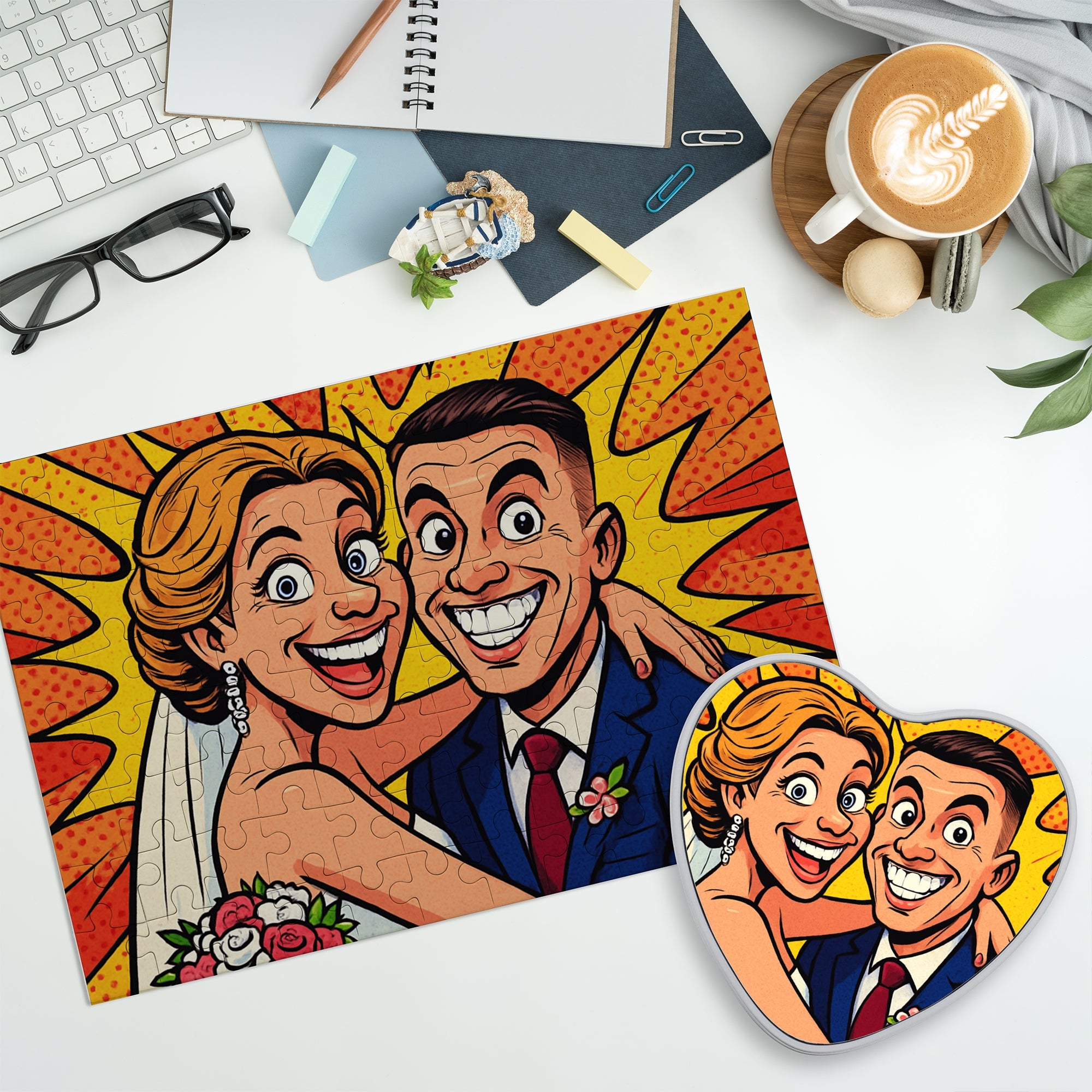 Puzzle mit Karikatur und Individualisierung (inkl. Herzdose – 96 Teile) - aufkleberdrucker.de