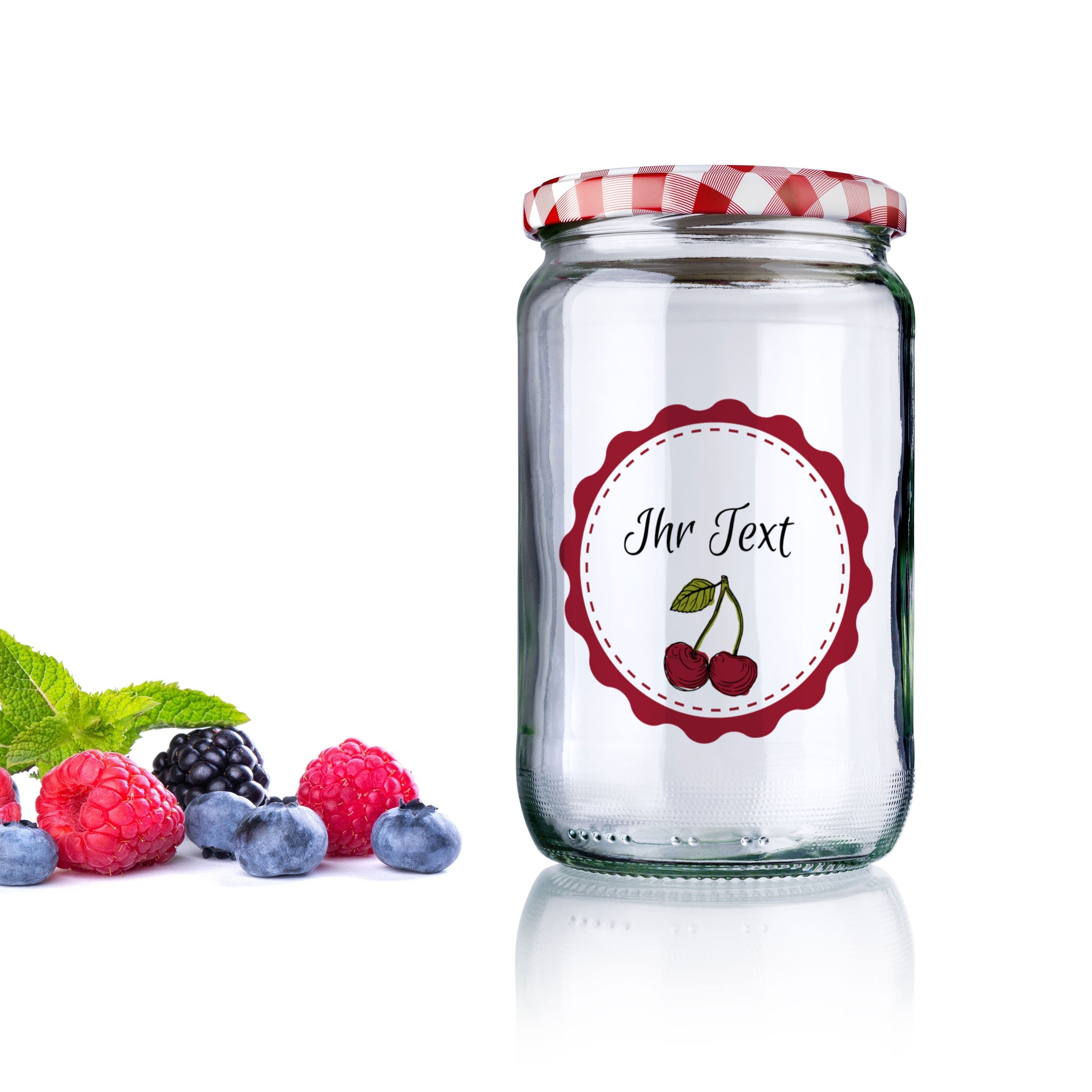 Marmeladenetiketten-Set mit verschiedenen Motiven, 3 Bögen, Kirschenzeichnung, aufkleberdrucker.de