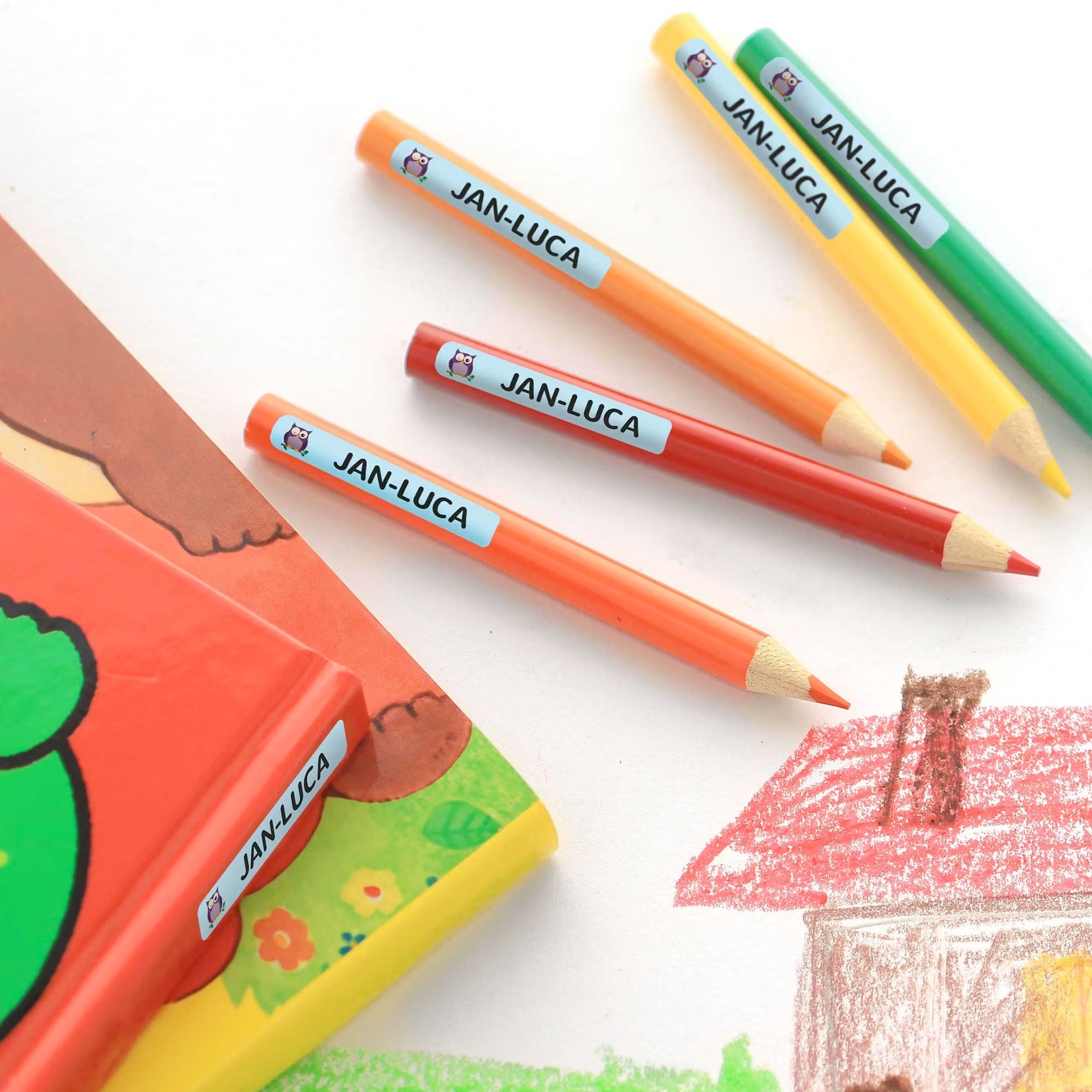Kleine individuelle Namensetiketten mit Stift, 40x6 mm, 215 Stück, für personalisierte Beschriftungen, aufkleberdrucker.de