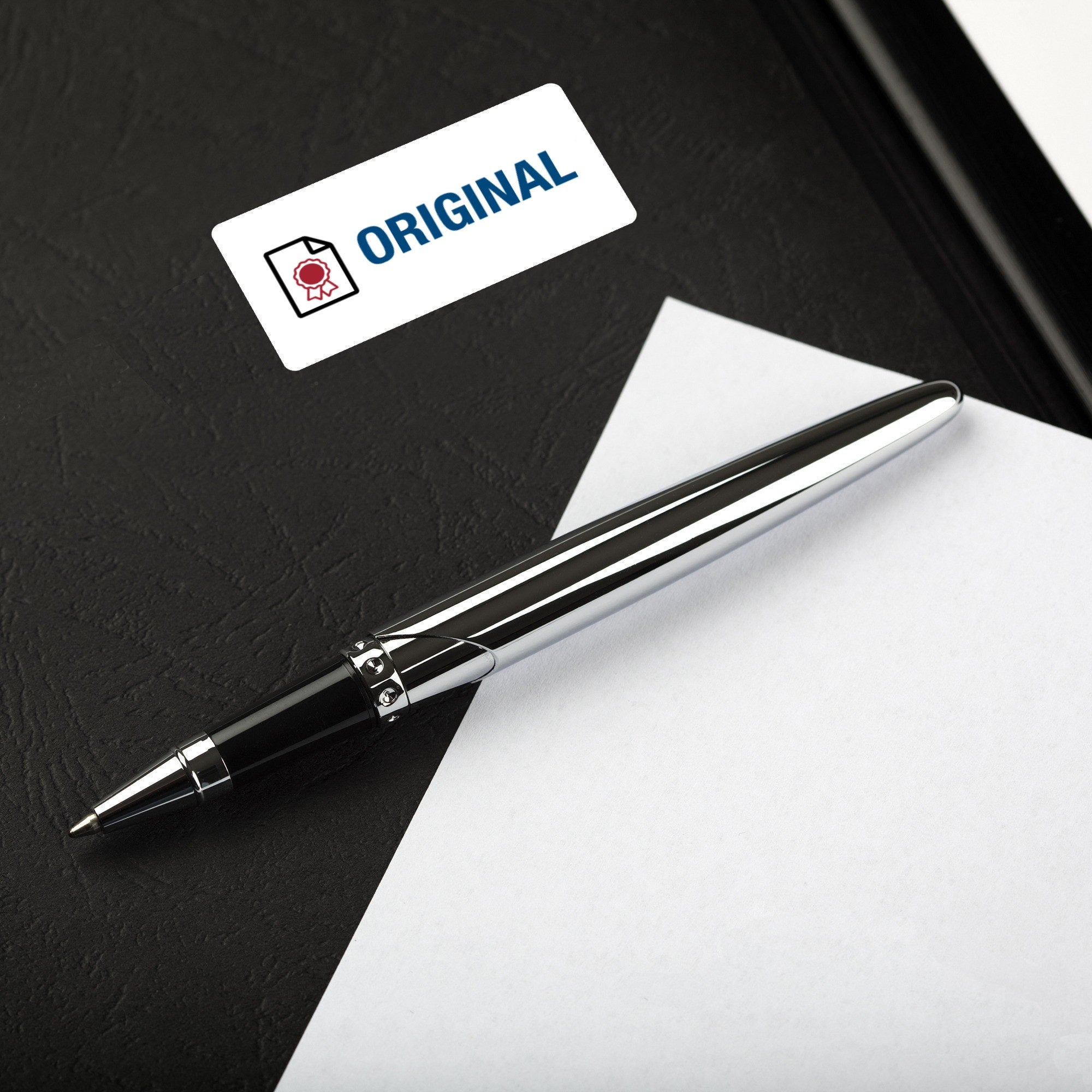 Aufkleber mit Piktogramm "Original" in 60x30 mm, 250 Stück, auf Rollen, für Kennzeichnung und Etikettierung, professionell bedruckt