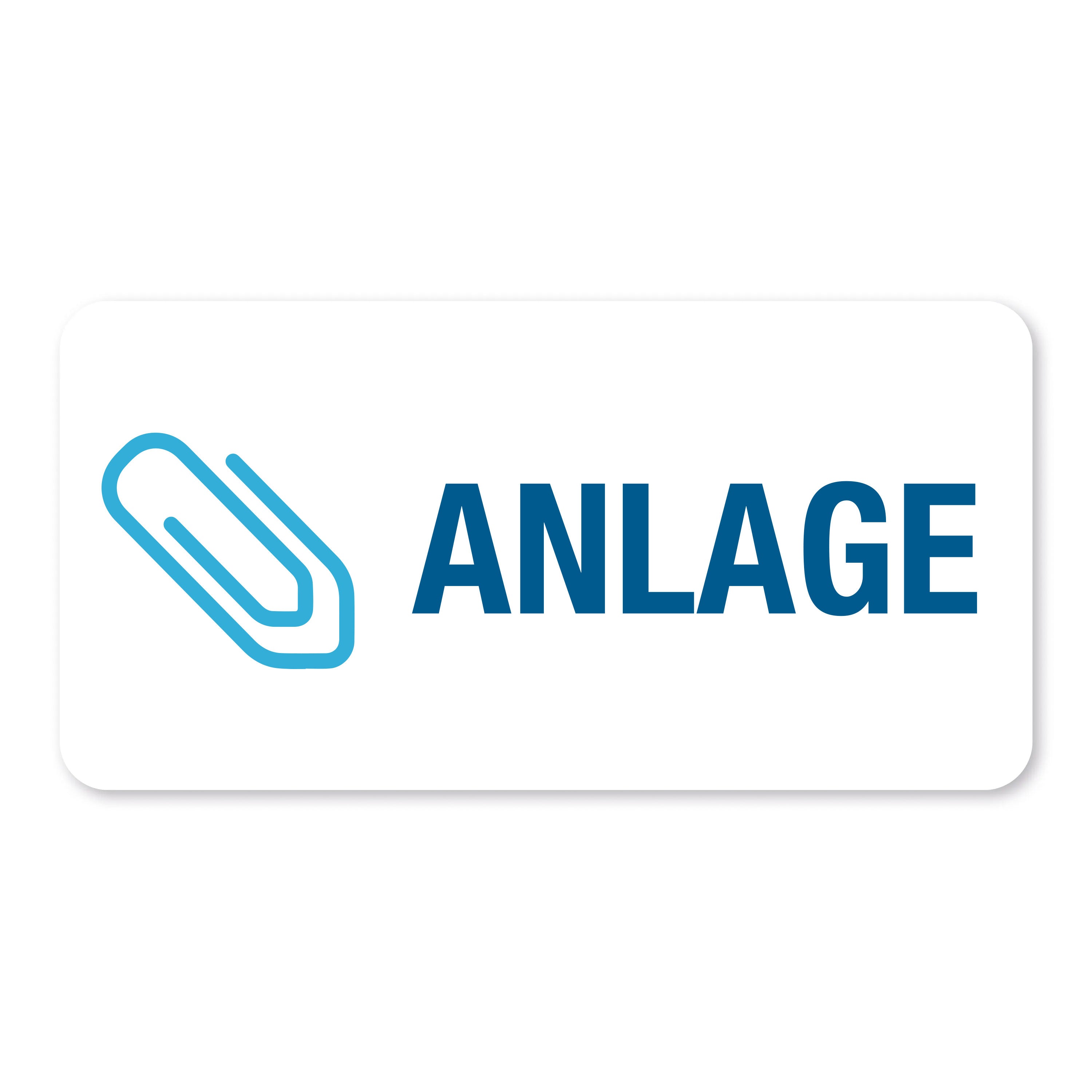 Aufkleber mit Piktogramm "Anlage" in 60x30 mm, 250 Stück, auf Rollenetiketten, geeignet für Beschriftung und Organisation.