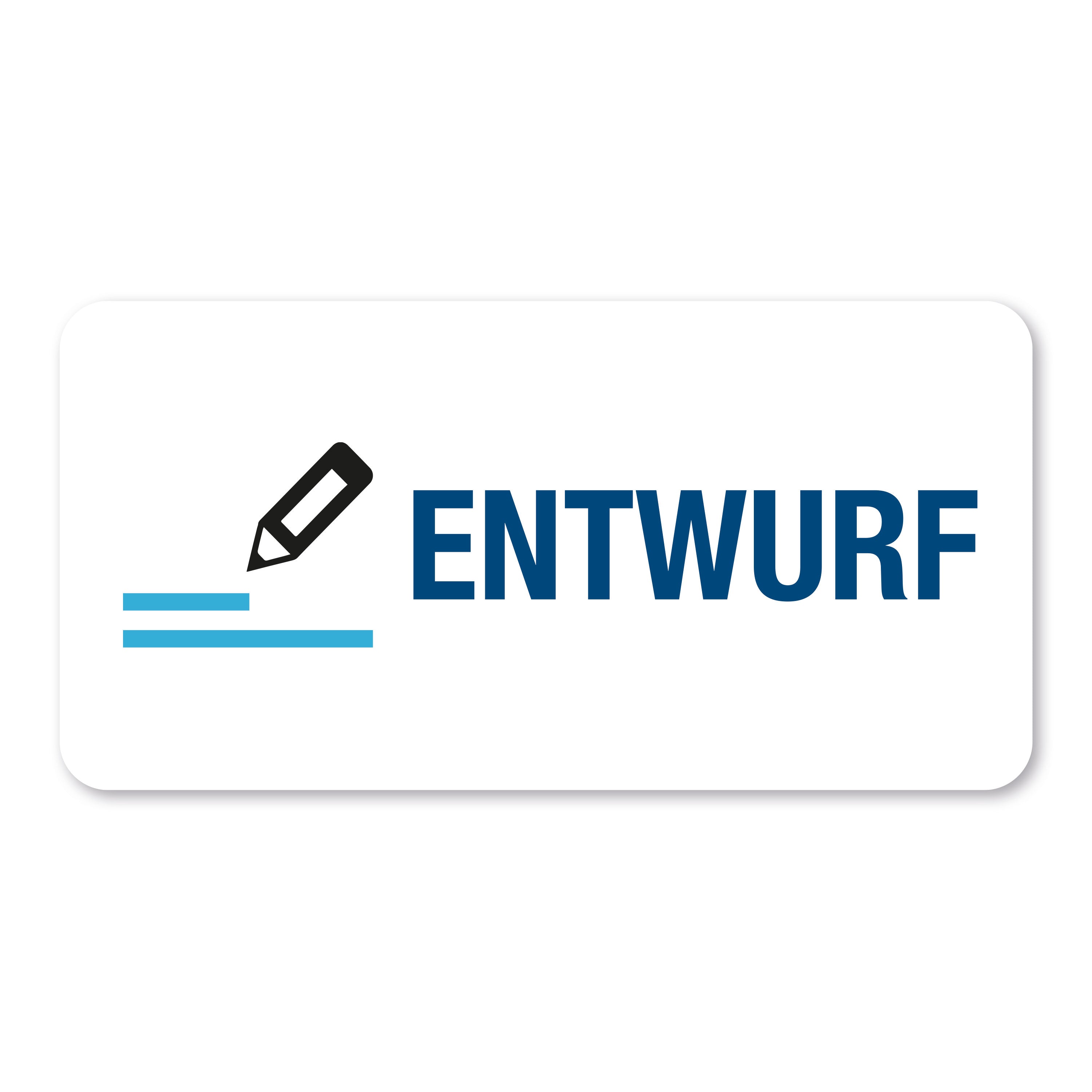 Aufkleber mit Piktogramm "Entwurf" in 60x30 mm, 250 Stück Rollenetikett, aufkleberdrucker.de