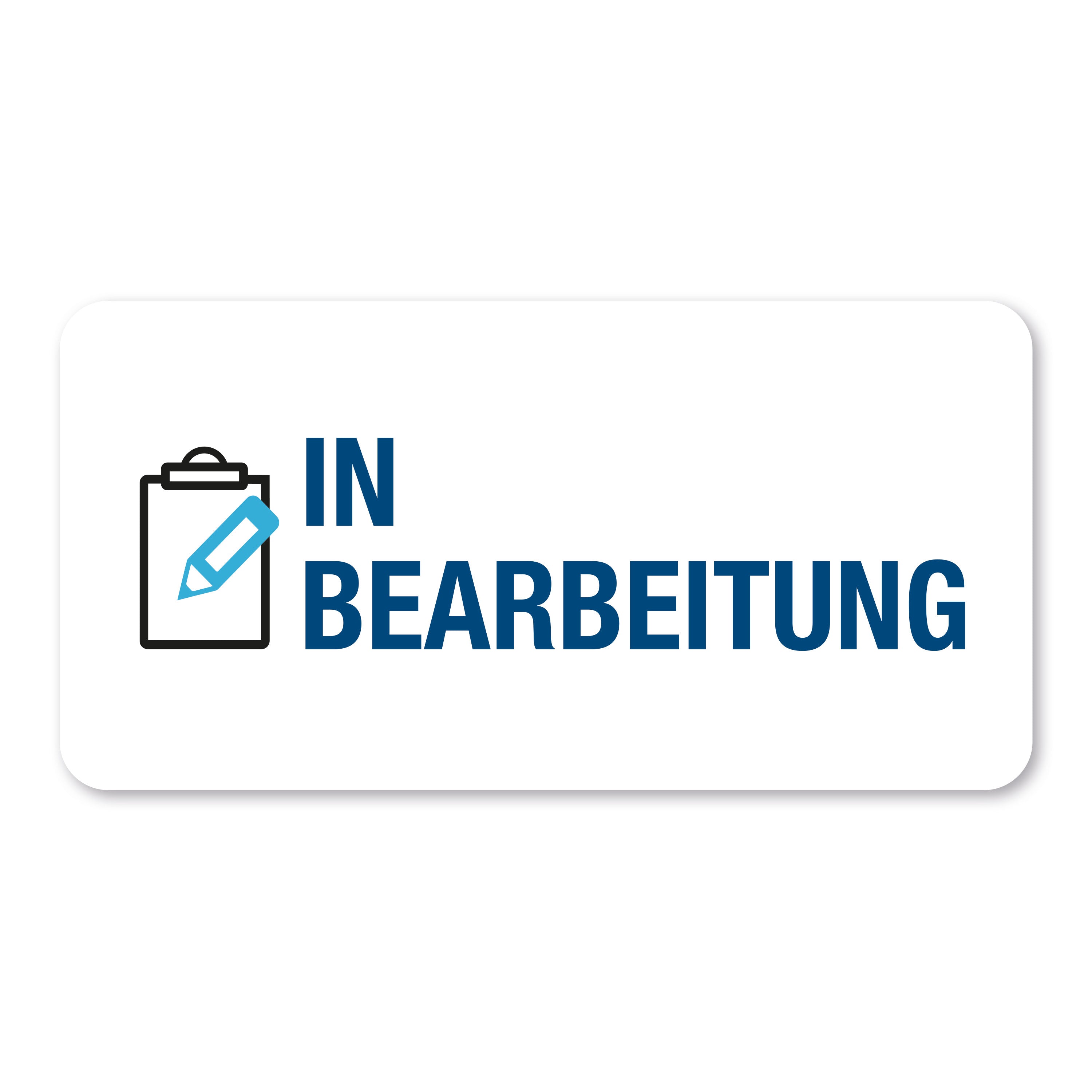 Aufkleber mit Piktogramm "In Bearbeitung" auf Rollenetiketten, 60x30 mm, 250 Stück, für Aufkleberdrucker.