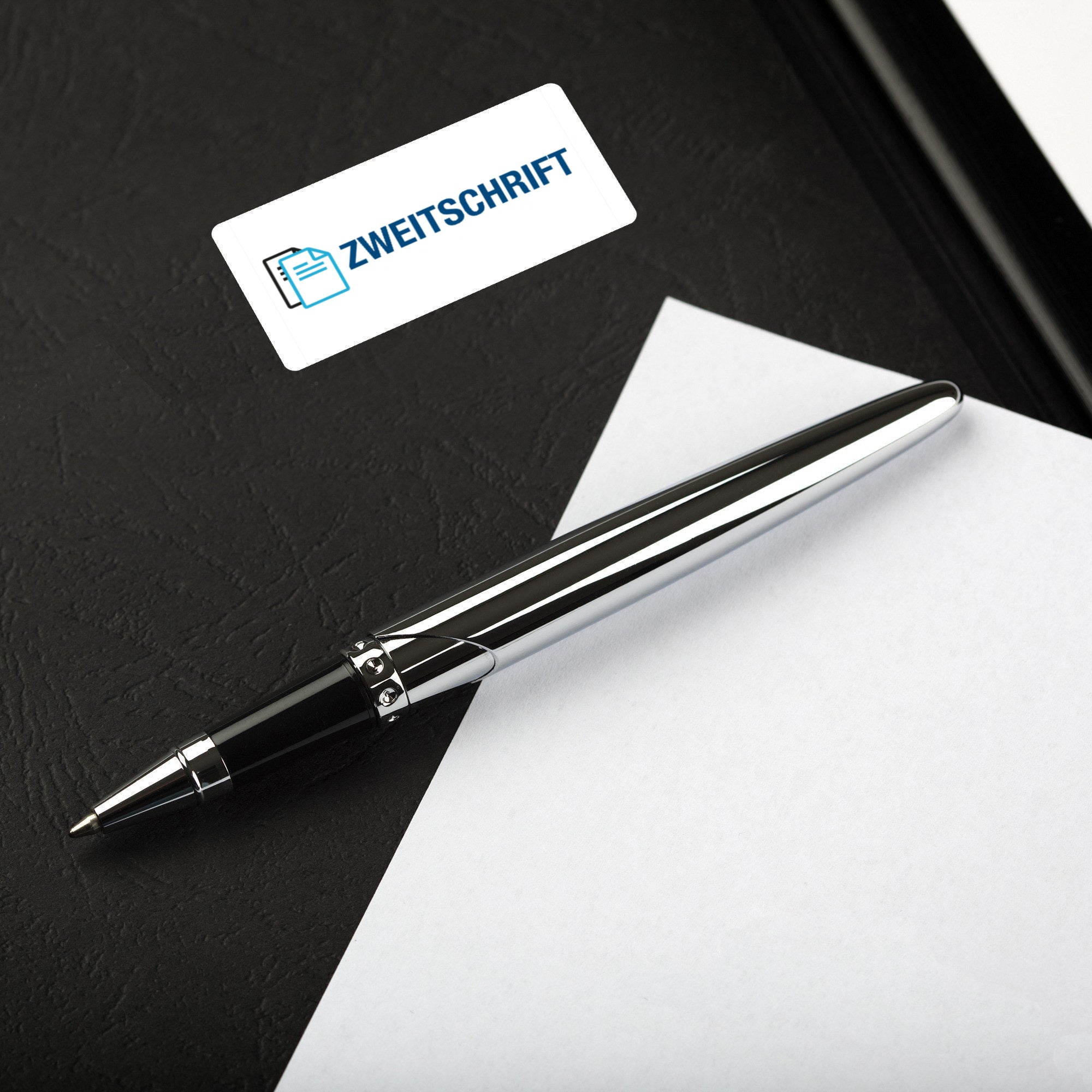 Aufkleber mit Piktogramm "Zweitschrift", 60x30 mm, 250 Rollenetiketten, schwarz-weiß, für Dokumentenkennzeichnung.