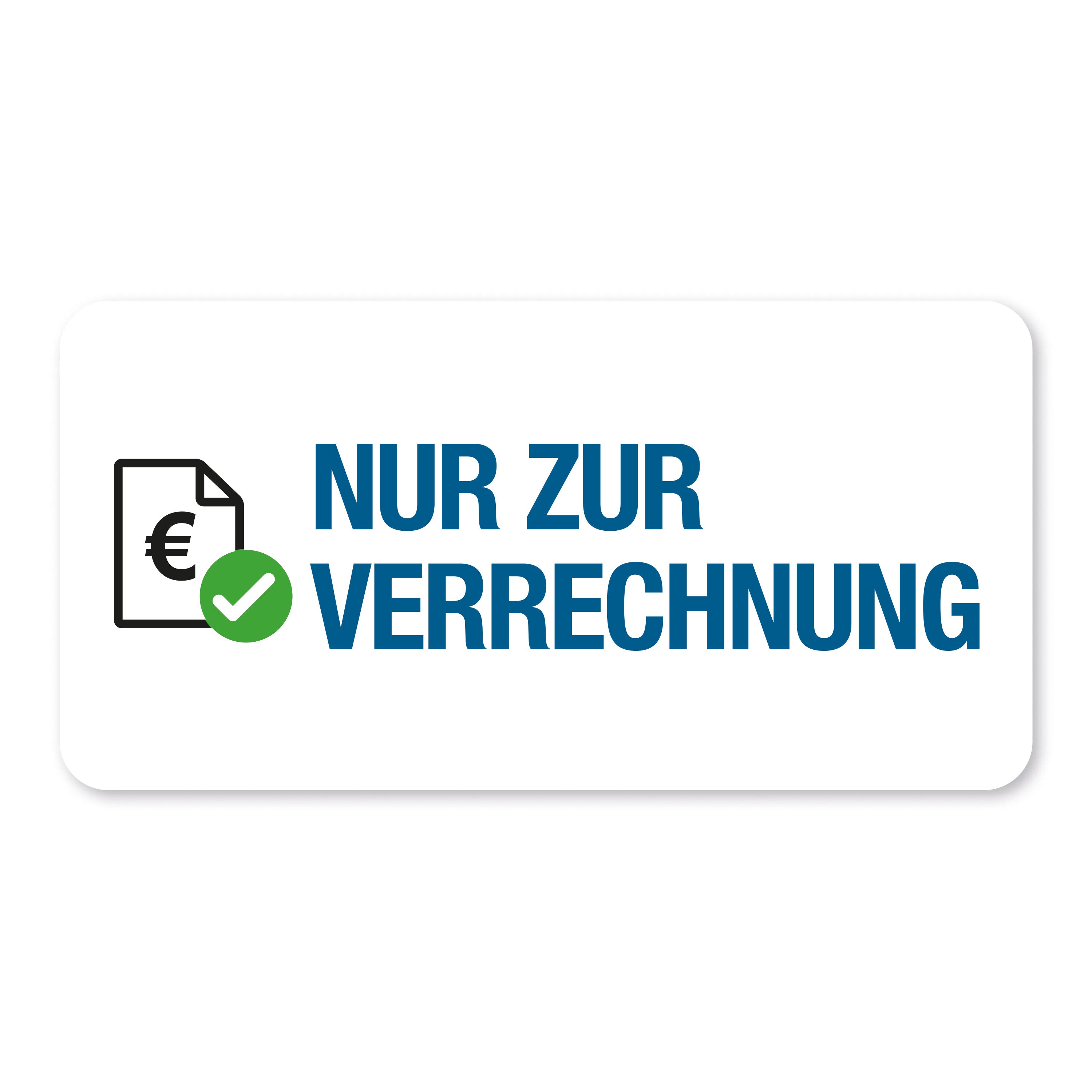 Aufkleber mit Piktogramm "Nur zur Verrechnung" auf 60x30 mm Rollenetiketten, 250 Stück, für Verwendungszwecke.