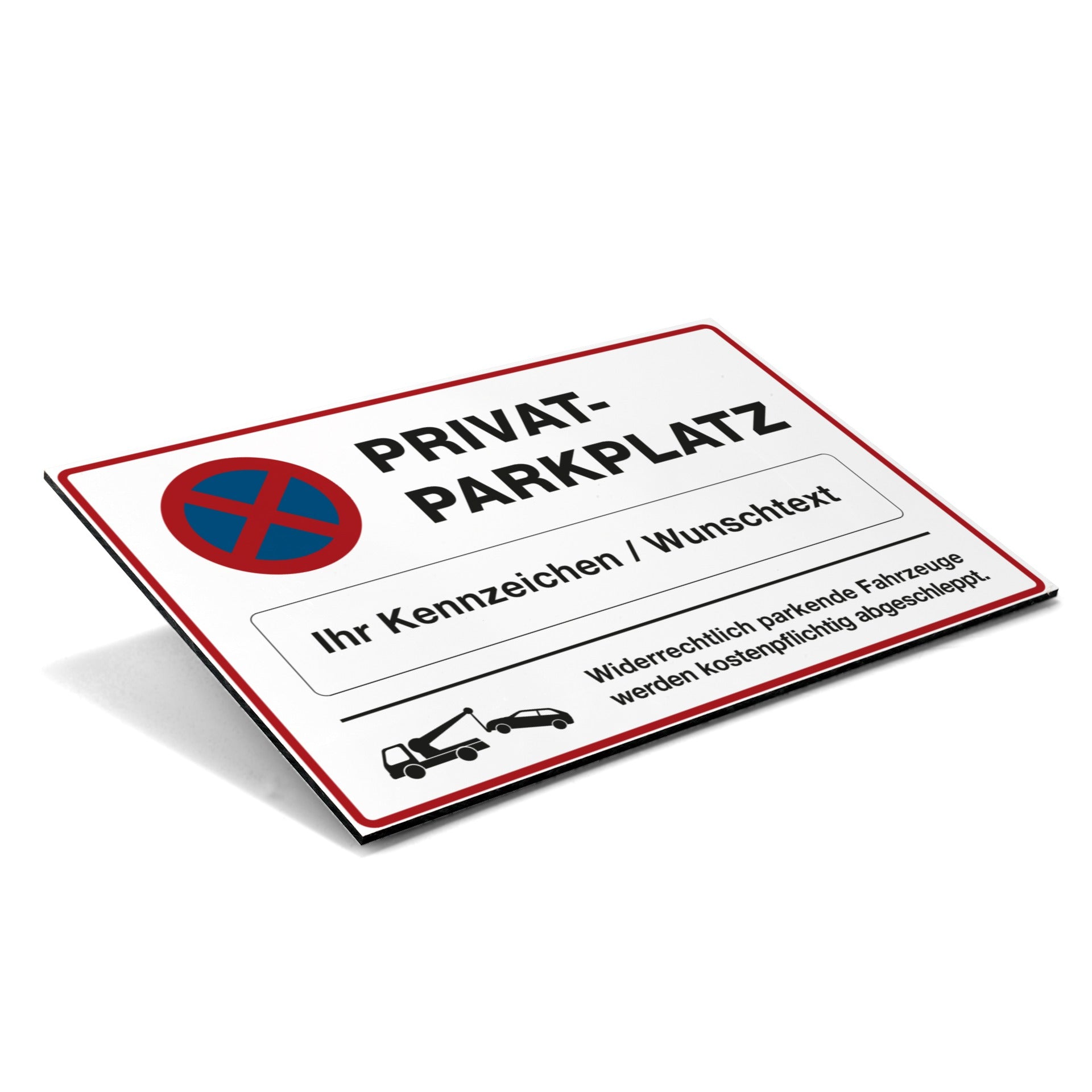 Privatparkplatz-Schild mit individuellem Kennzeichen, 300x200 mm, aus Kunststoff, für private Parkflächen, von aufkleberdrucker.de