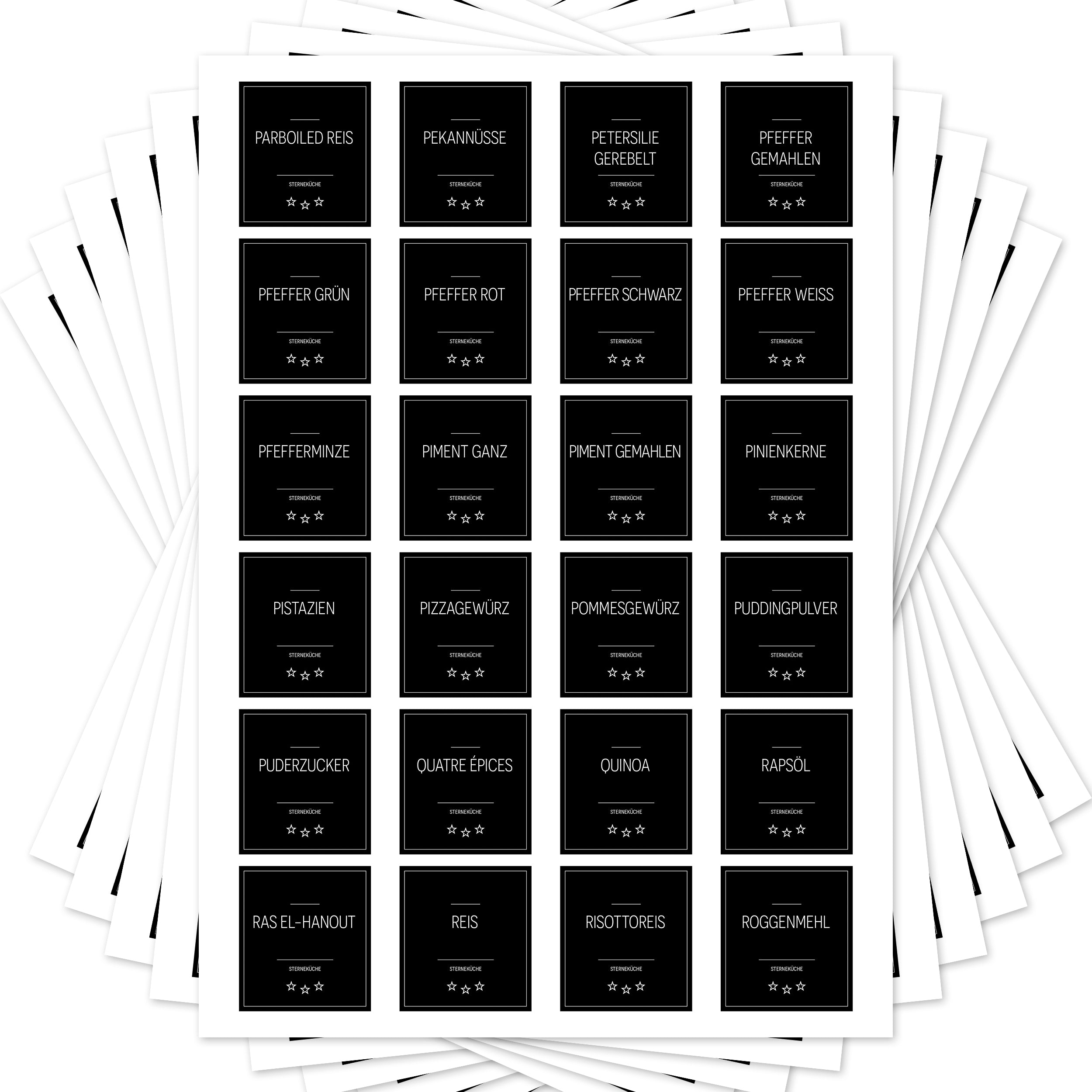 Sterneküche - Aufkleber für Profis - Etiketten für die Küche (Set mit 240 Aufklebern)