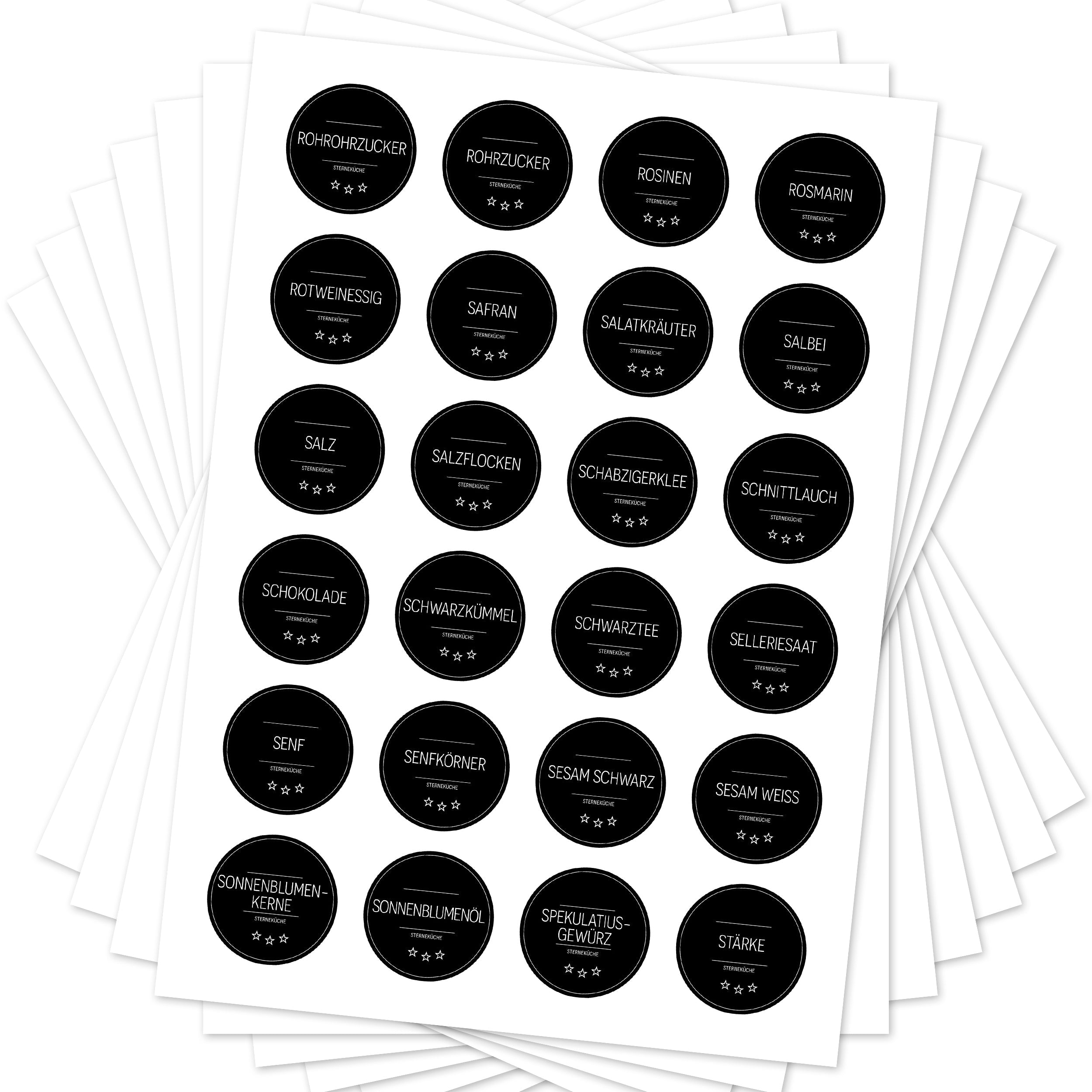 Sterneküche - Aufkleber für Profis - Etiketten für die Küche (Set mit 240 Aufklebern)