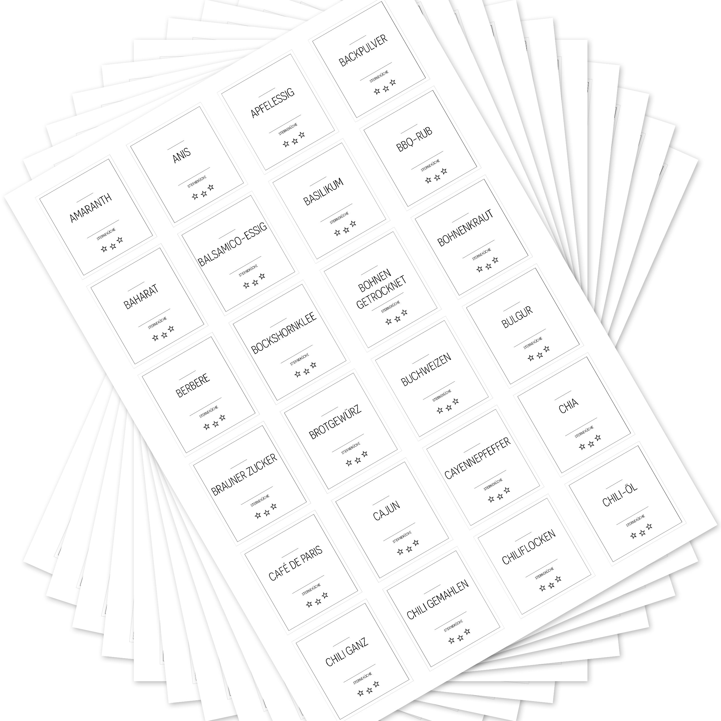 Sterneküche - Aufkleber für Profis - Etiketten für die Küche (Set mit 240 Aufklebern)