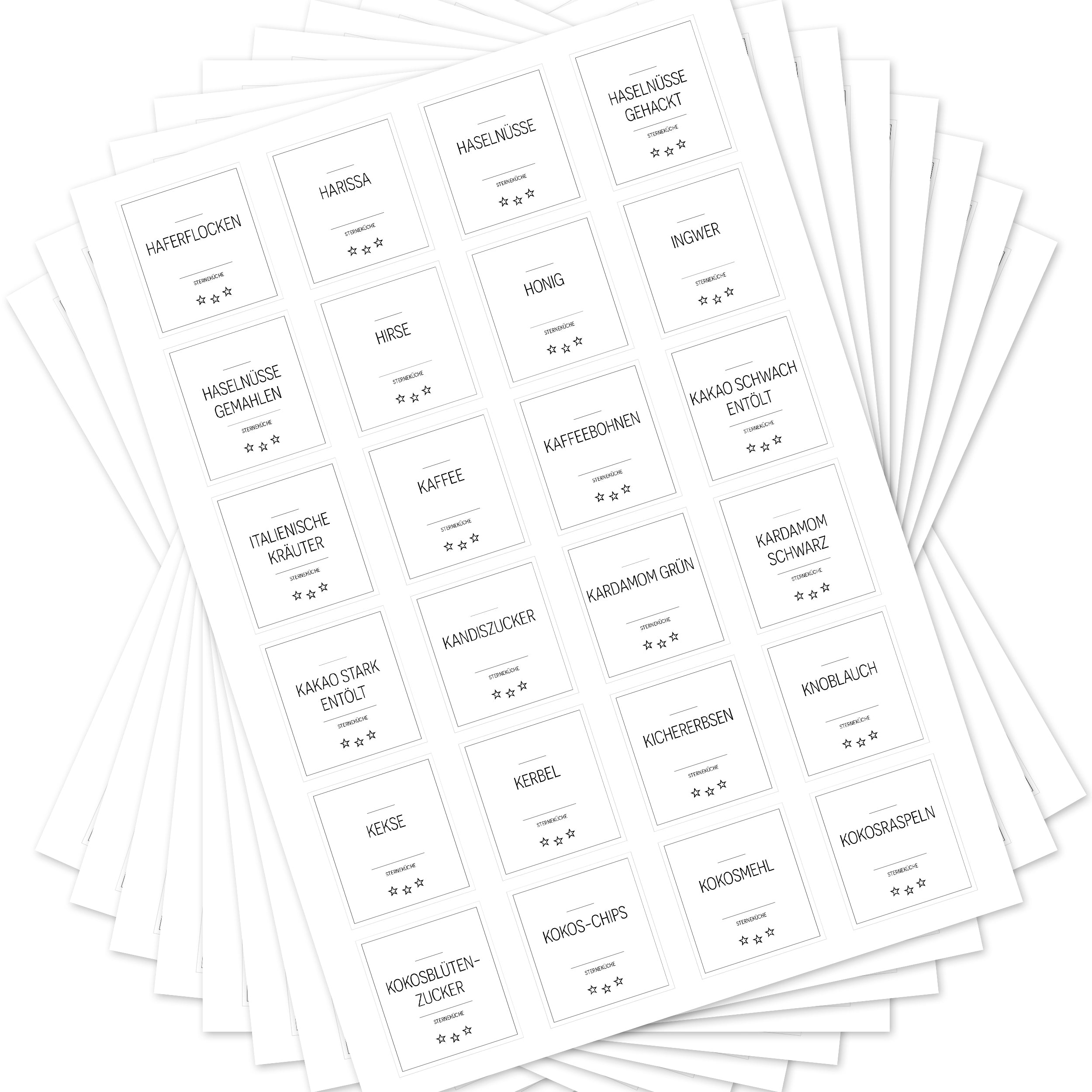 Sterneküche - Aufkleber für Profis - Etiketten für die Küche (Set mit 240 Aufklebern)