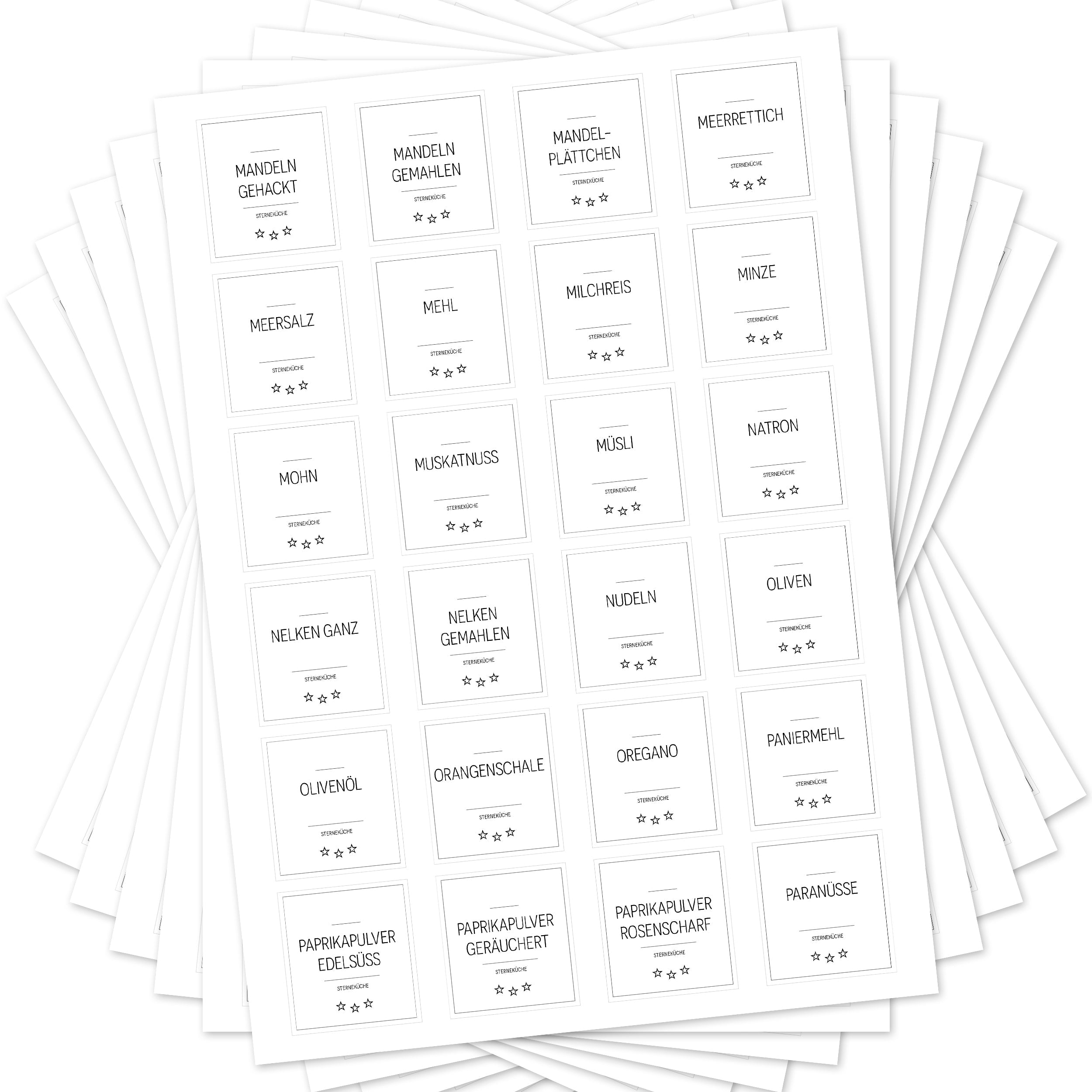 Sterneküche - Aufkleber für Profis - Etiketten für die Küche (Set mit 240 Aufklebern)
