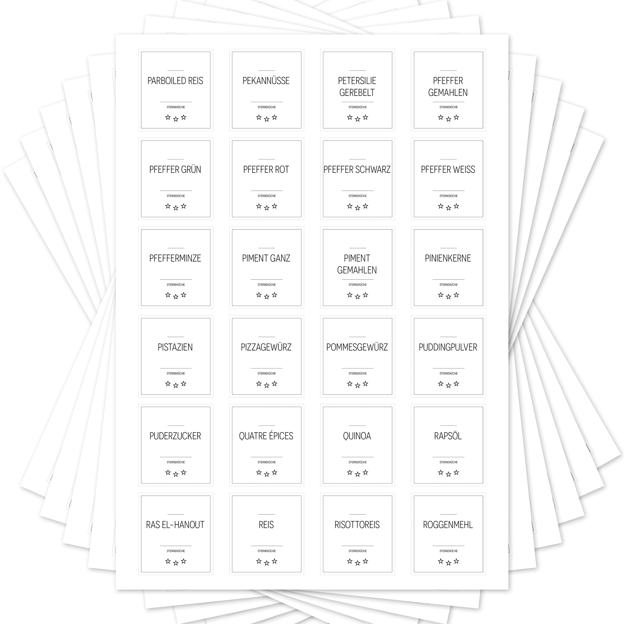 Sterneküche - Aufkleber für Profis - Etiketten für die Küche (Set mit 240 Aufklebern)