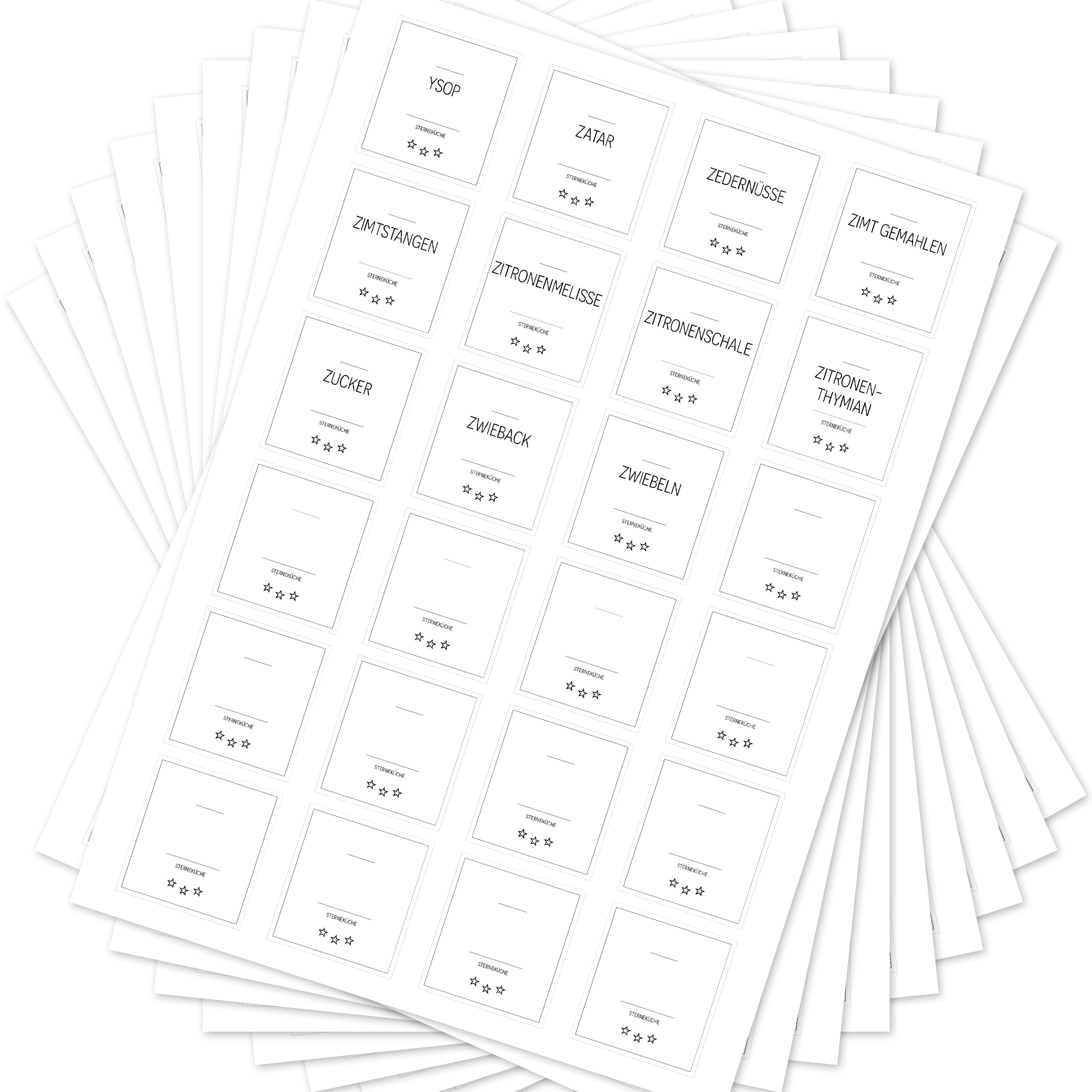Sterneküche - Aufkleber für Profis - Etiketten für die Küche (Set mit 240 Aufklebern)