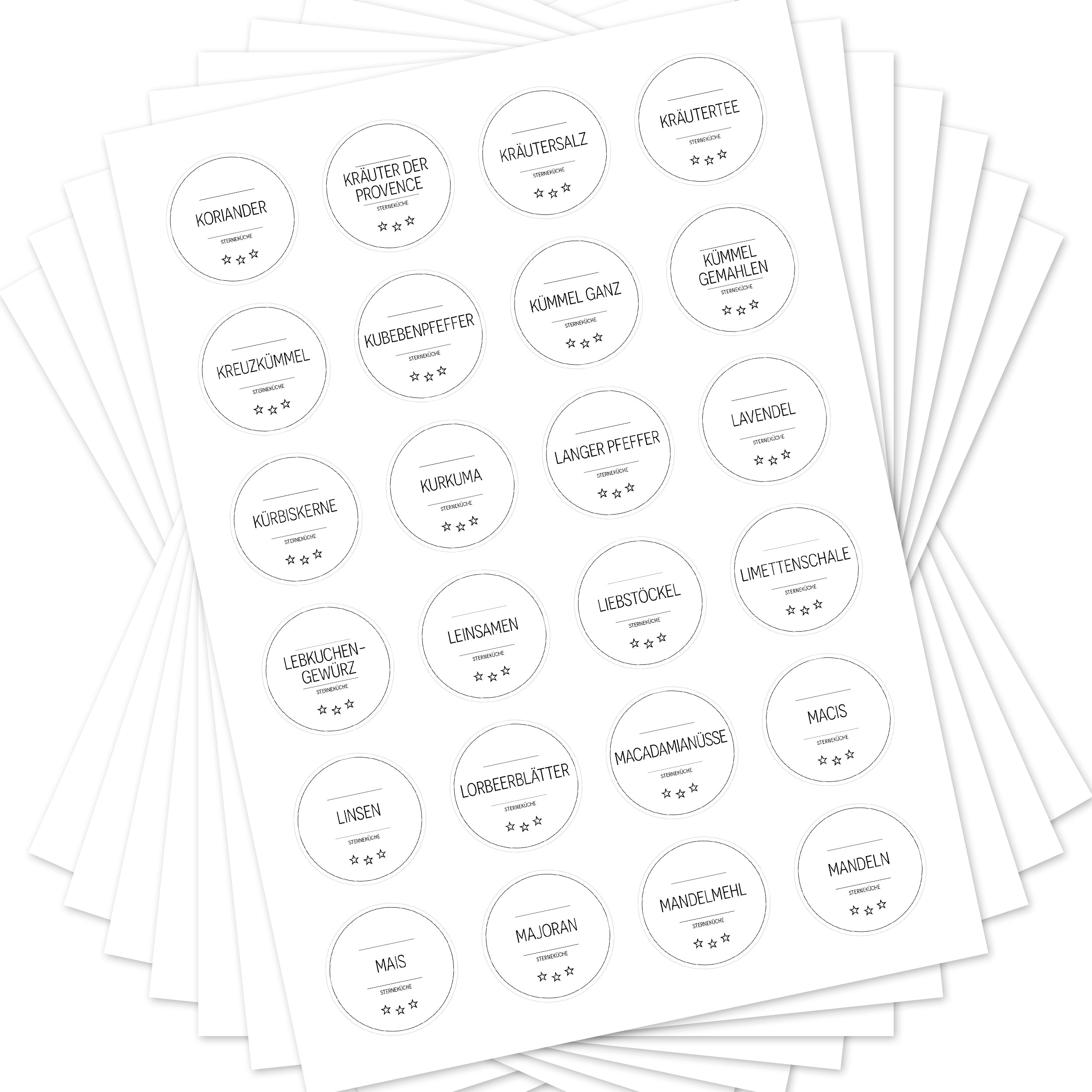 Sterneküche - Aufkleber für Profis - Etiketten für die Küche (Set mit 240 Aufklebern)