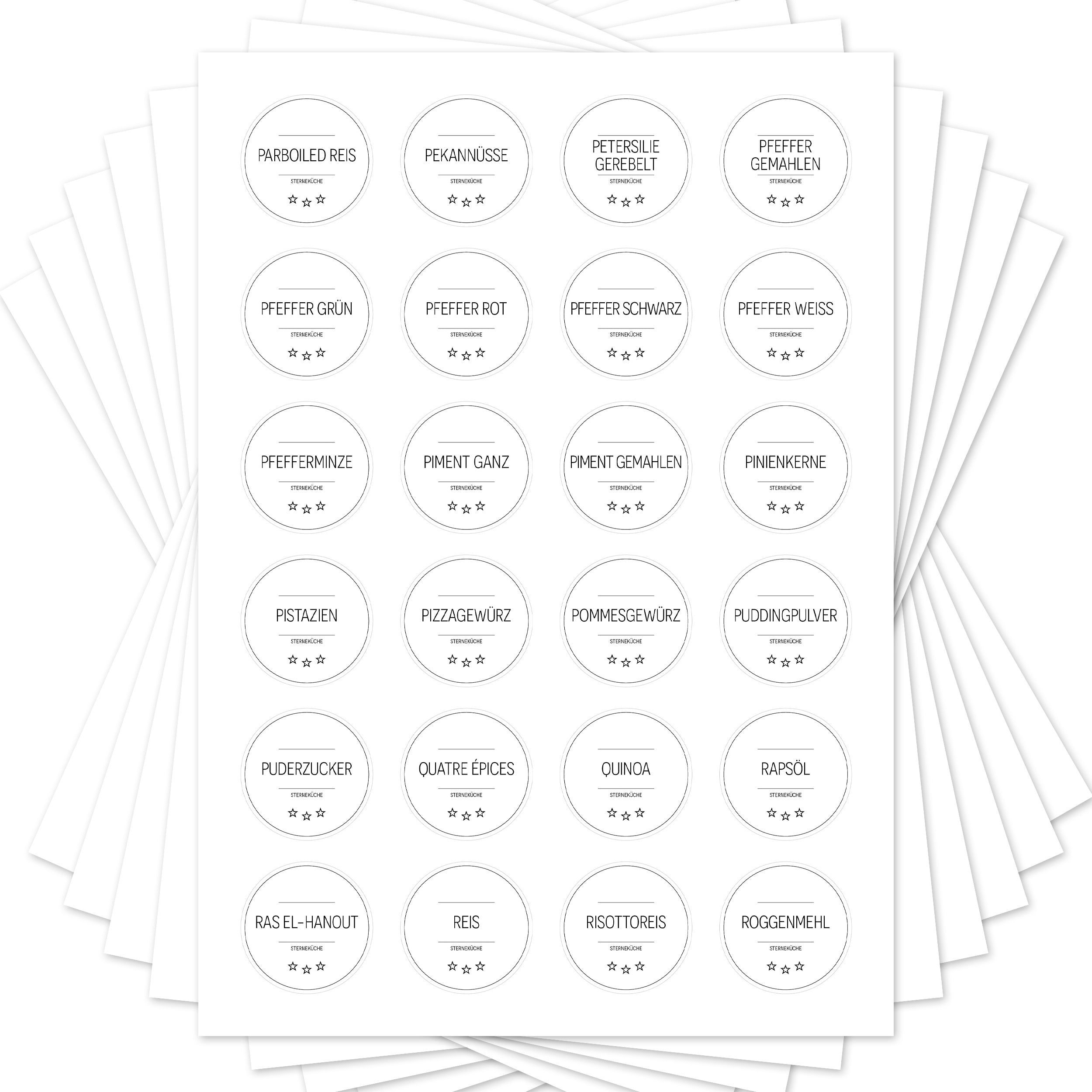 Sterneküche - Aufkleber für Profis - Etiketten für die Küche (Set mit 240 Aufklebern)