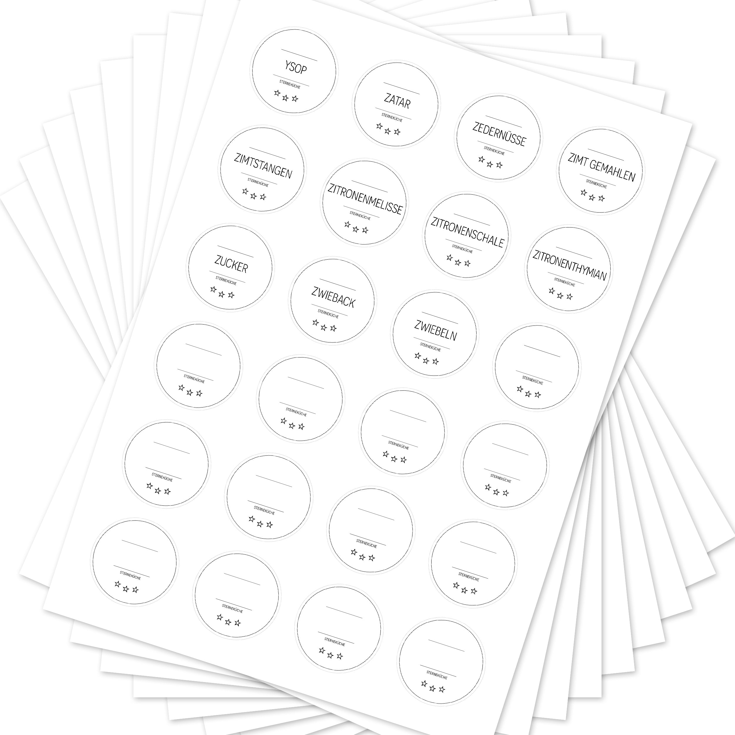 Sterneküche - Aufkleber für Profis - Etiketten für die Küche (Set mit 240 Aufklebern)