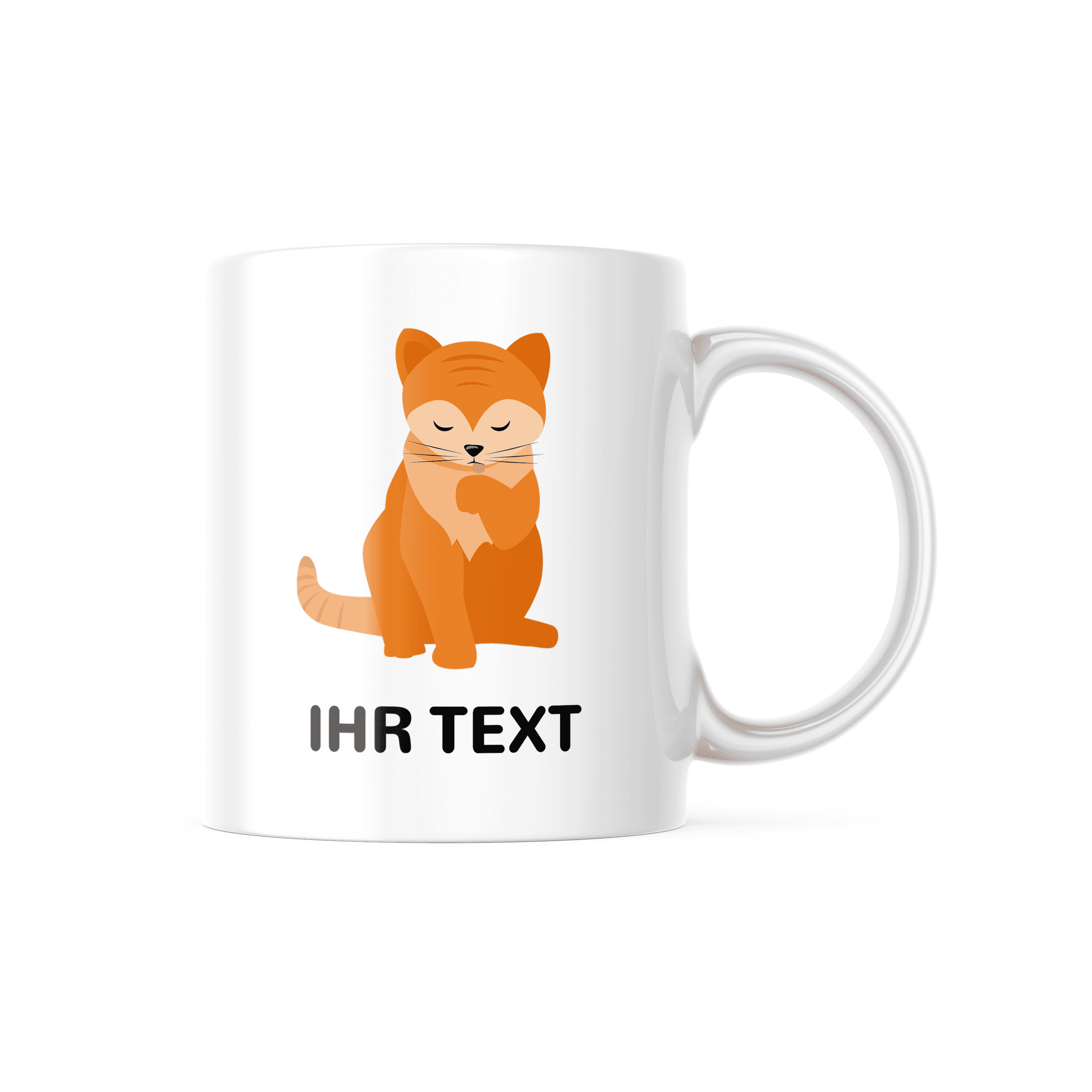 Weiße Keramiktasse mit Katze und individuellem Druck für Kinder, personalisierbar, dekorativ und ideal für Kinder.