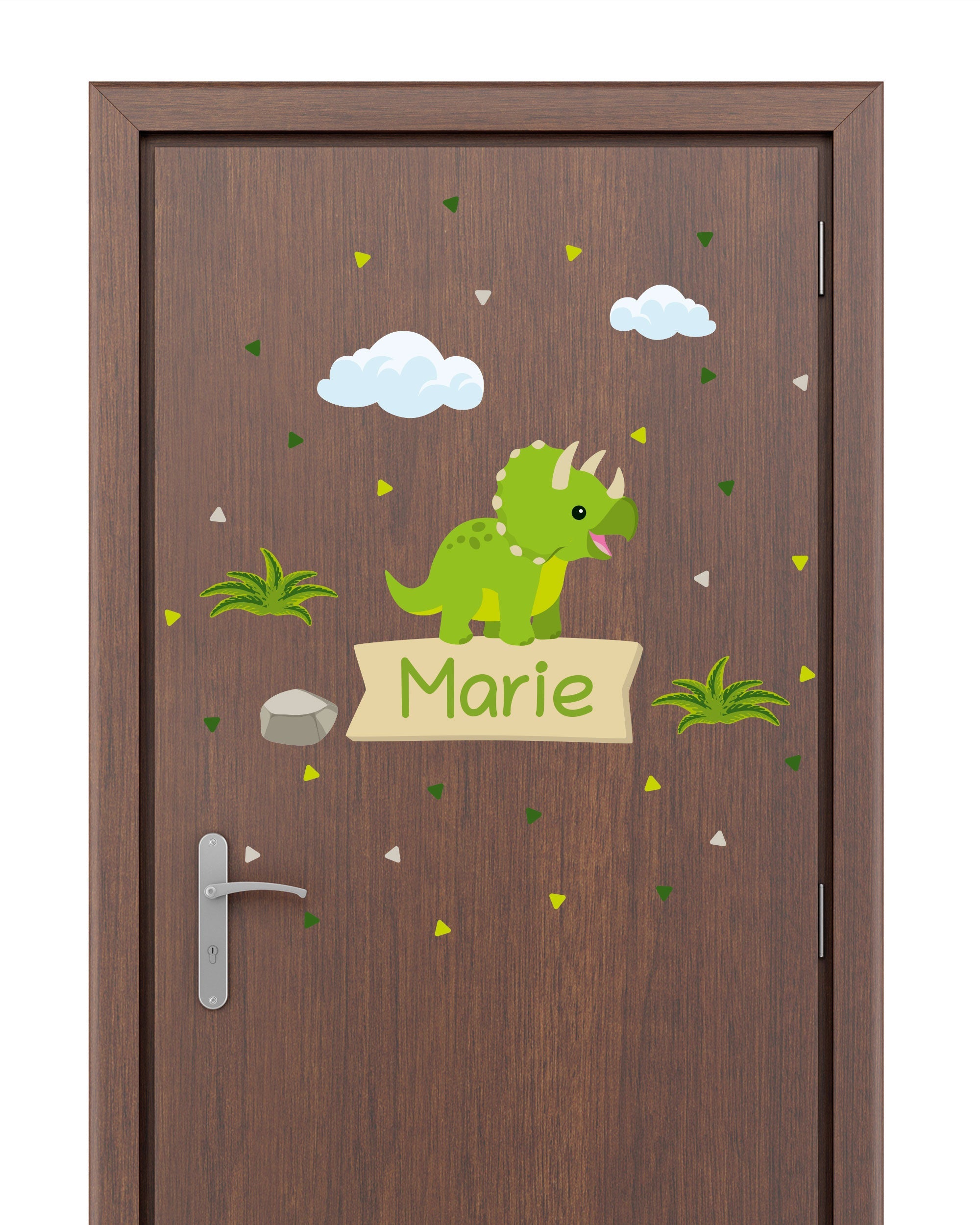 Individualisierbarer Türaufkleber mit Dinomotiv für das Kinderzimmer, dekorative Wand- und Türgestaltung, aufkleberdrucker.de