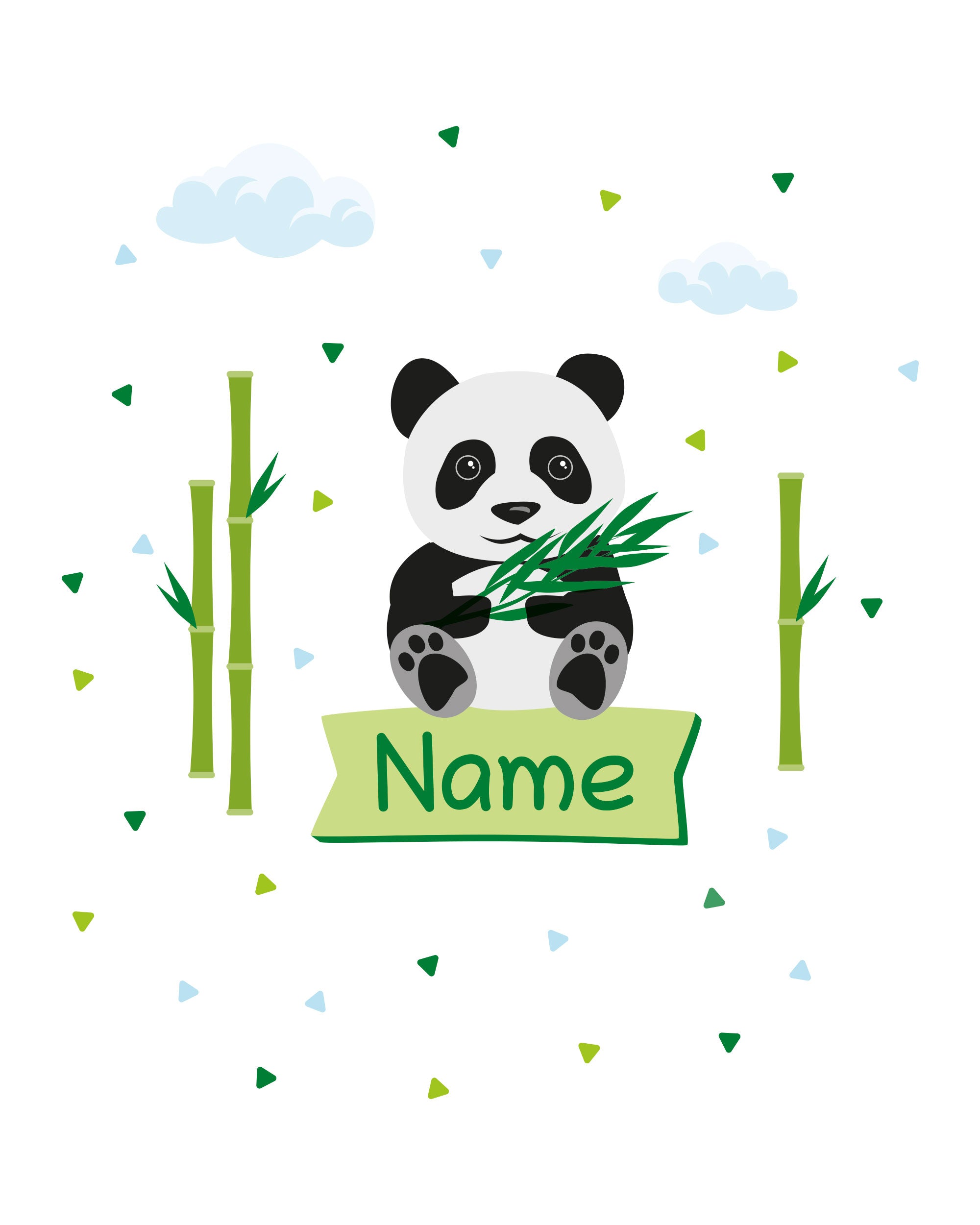 Individualisierbarer Türaufkleber mit Panda-Motiv für Kinderzimmer, detailliertes Wandbild von aufkleberdrucker.de