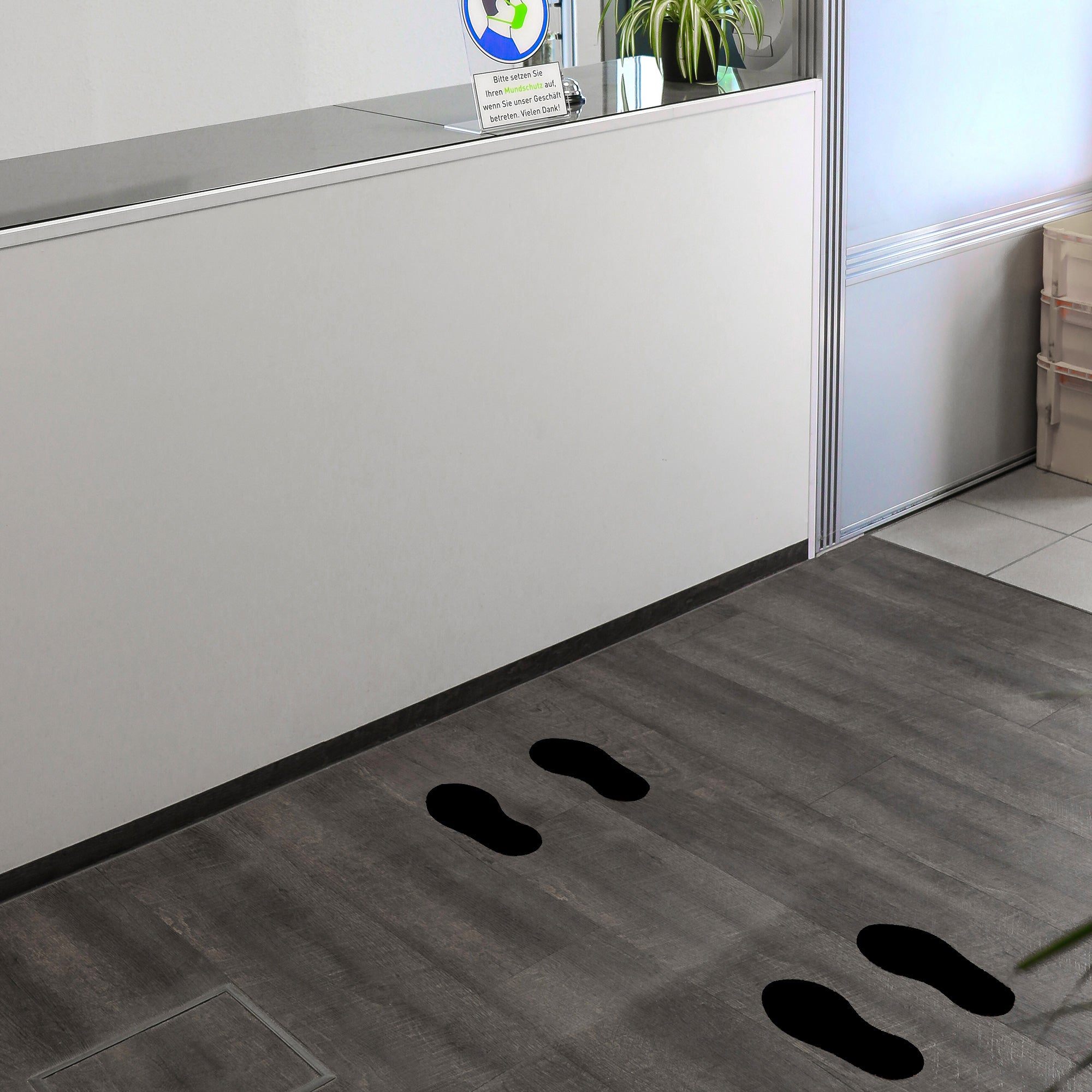 Fußbodenaufkleber für Fußpaar, Größe 250x110 mm, aufkleberdrucker.de, dekorative Markierung für Bodenflächen