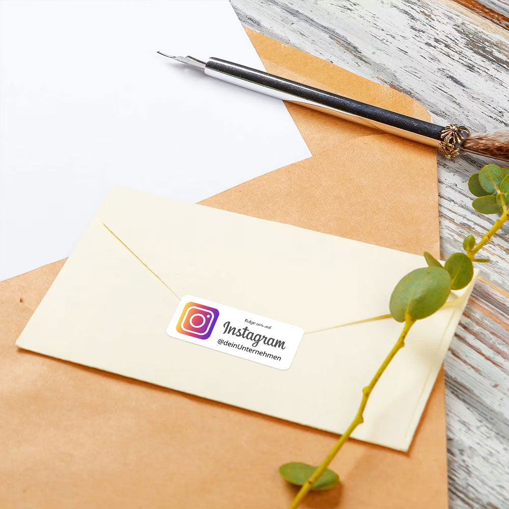 Individueller Social-Media Instagram Aufkleber, 2 Bögen mit 72 kleinen 60x20 mm Stickern, ideal für Dekoration und Branding