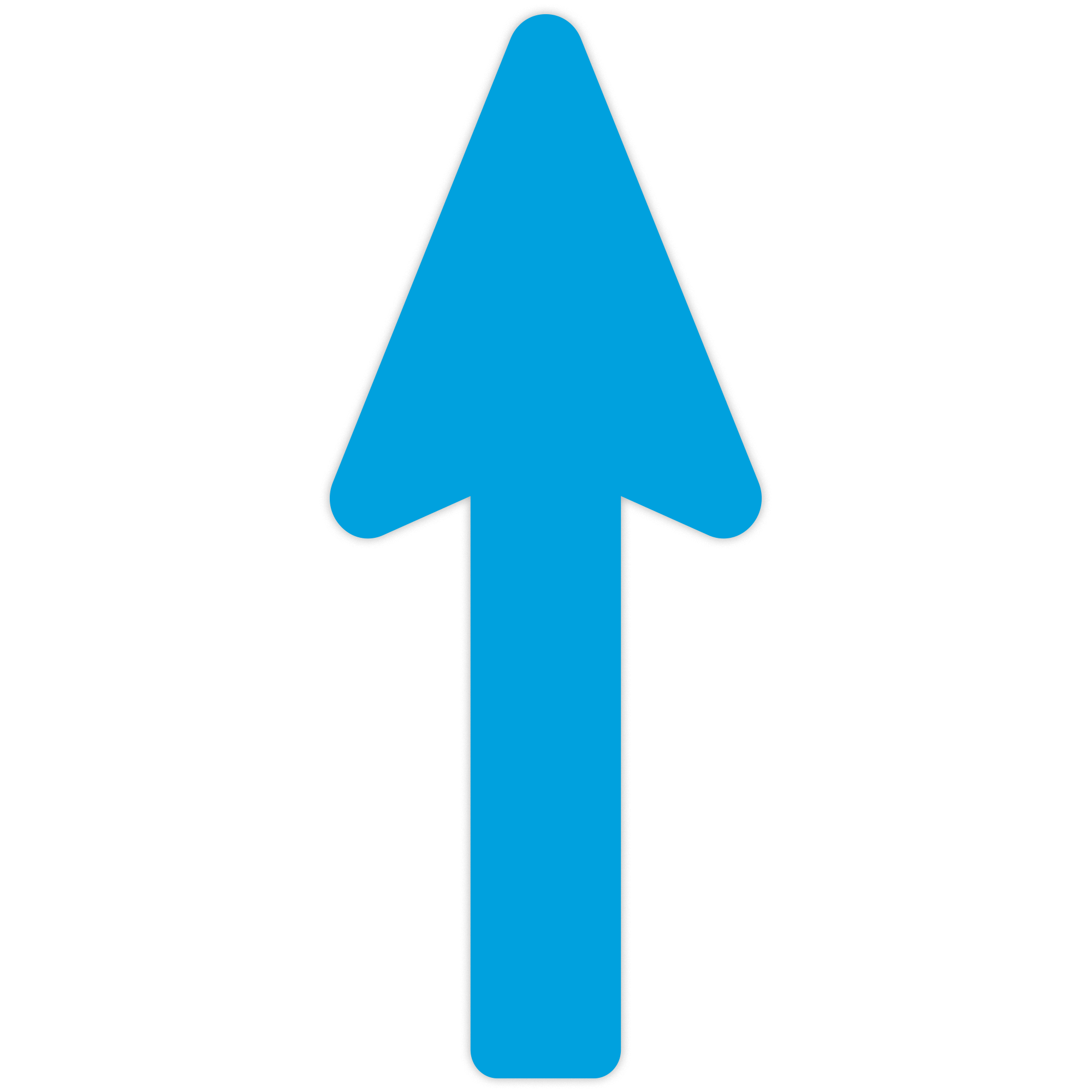 Zwei blaue Fußbodenaufkleber Pfeile im 400x160 mm Format für Wegweisung, aufkleberdrucker.de