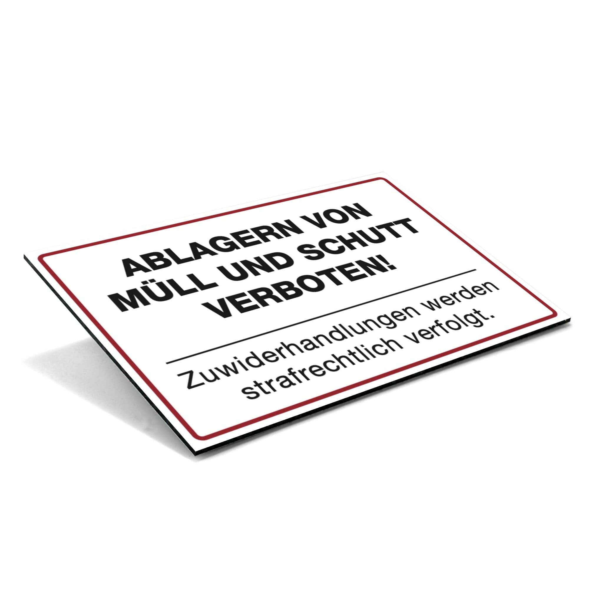 schild aufkleber hinweis müll abfall entsorgung ordnung müllplatz sperrmüll verbot strafe schutt bauschutt polizei miethaus haus wohnheim