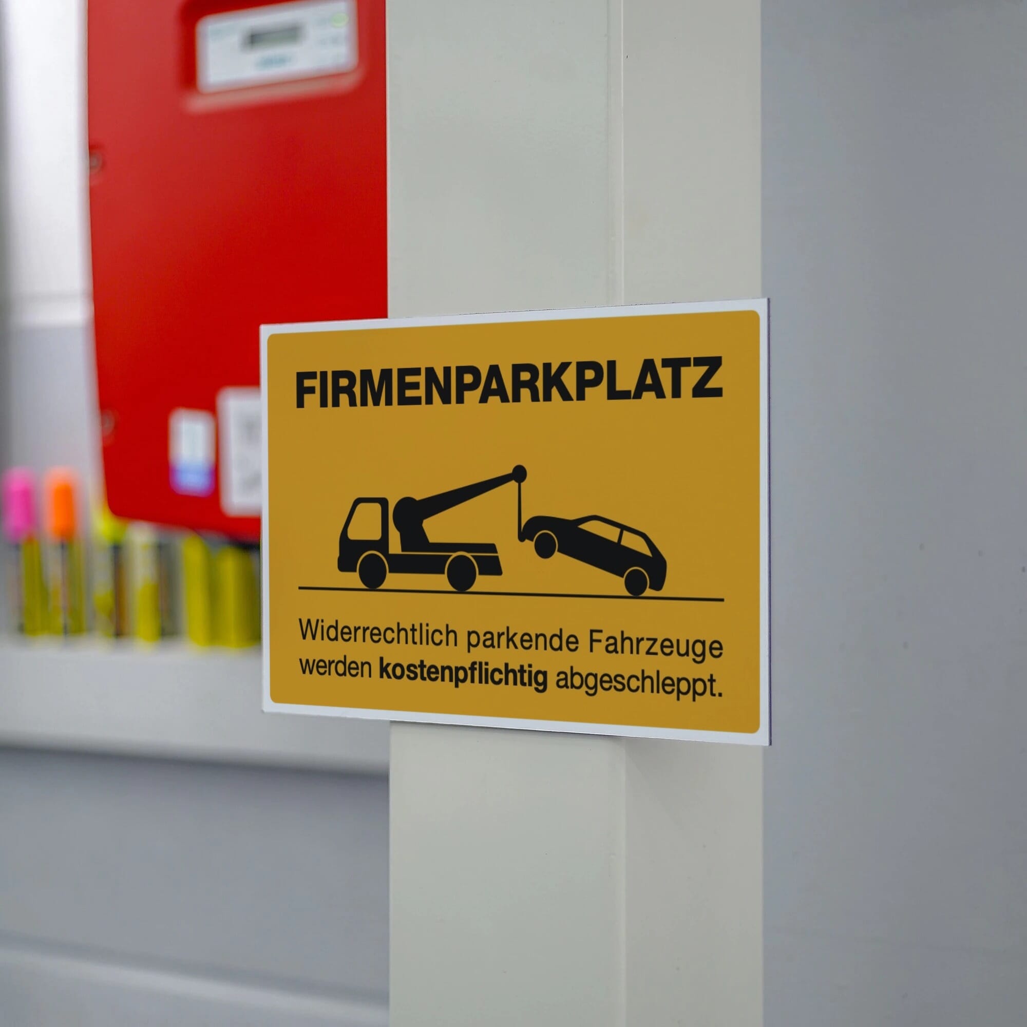 Schild Alu-Verbund Firmenparkplatz (signalgelb, 200x300x4 mm)