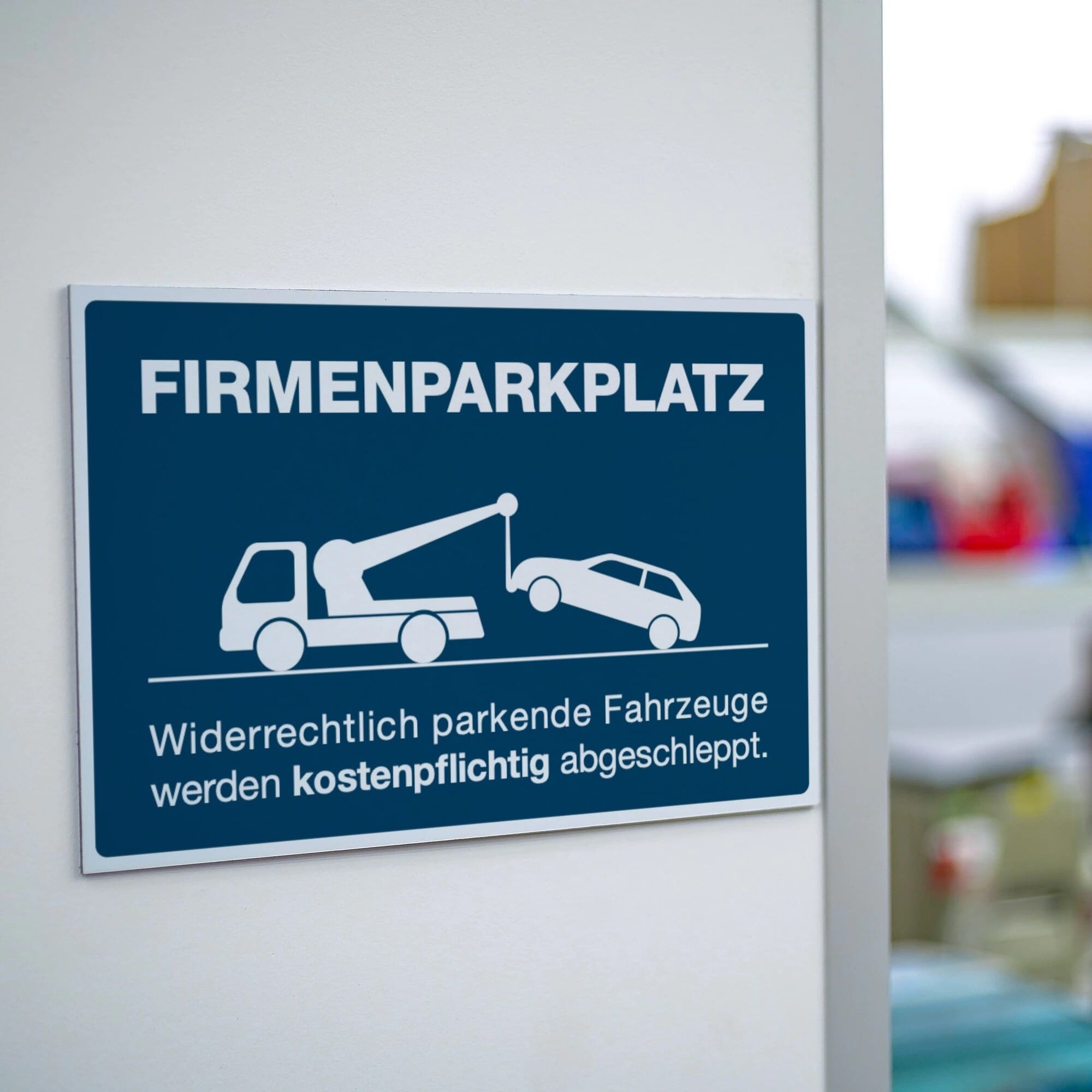 Schild Alu-Verbund Firmenparkplatz (signablau, 200x300x4 mm)