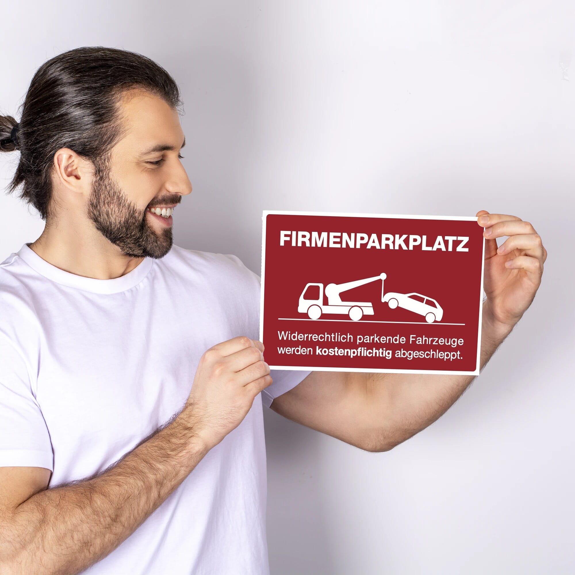 Rotes Aluminium-Verbundschild für Firmenparkplatz, 200x300 mm, mit Signalfarbe und klaren Beschriftungen