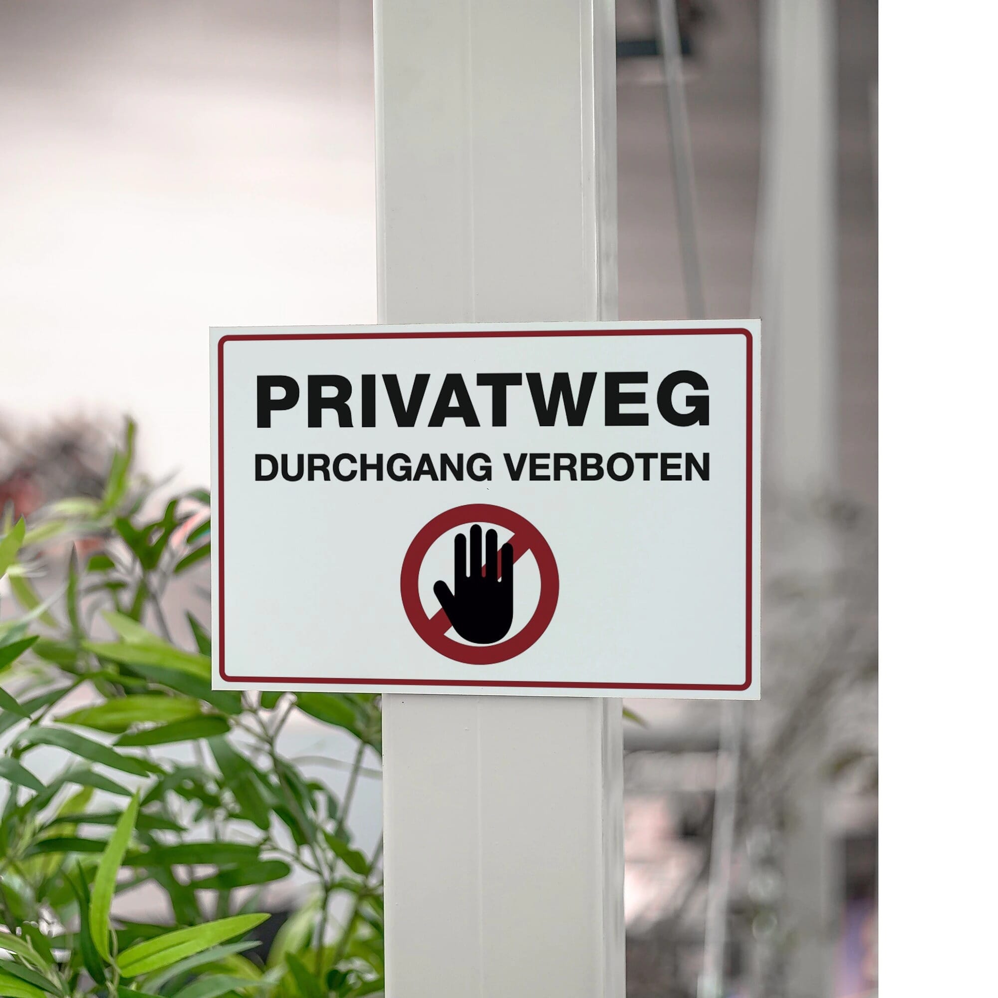 Schild Alu-Verbund PRIVATWEG - DURCHGANG VERBOTEN (weiß, 300x200x4 mm)
