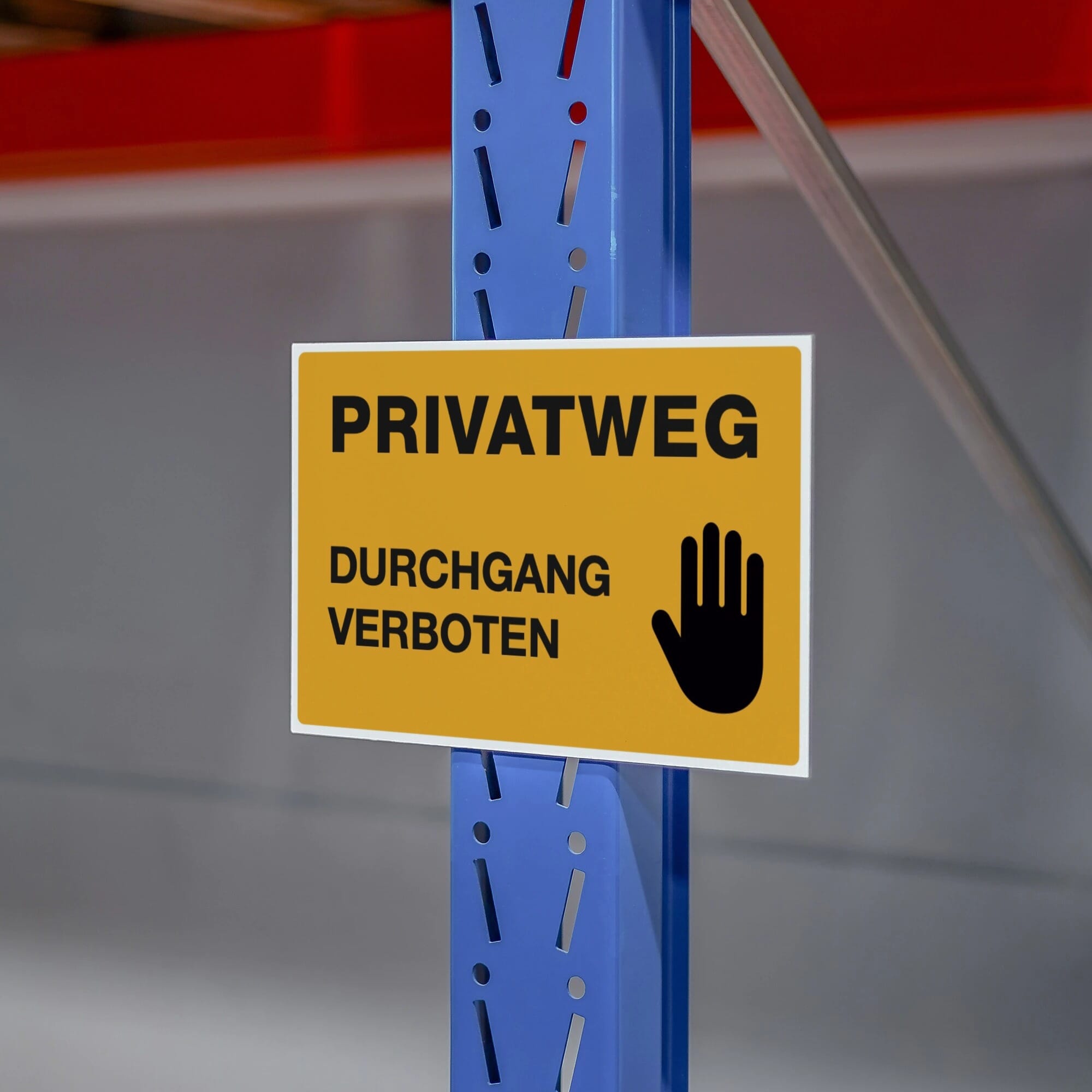Gelbes Aluminium-Privatweg-Schild mit Durchgang Verboten, 300x200 mm, aufkleberdrucker.de, wetterfest und langlebig