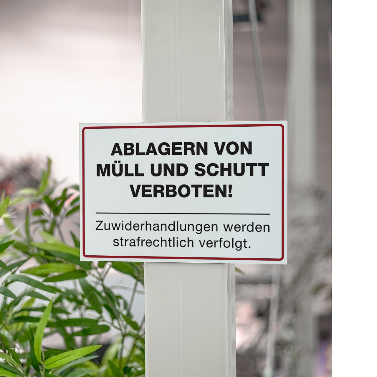 Schild Alu-Verbund Ablagern von Müll und Schutt verboten! (weiß, 300x200x4 mm)