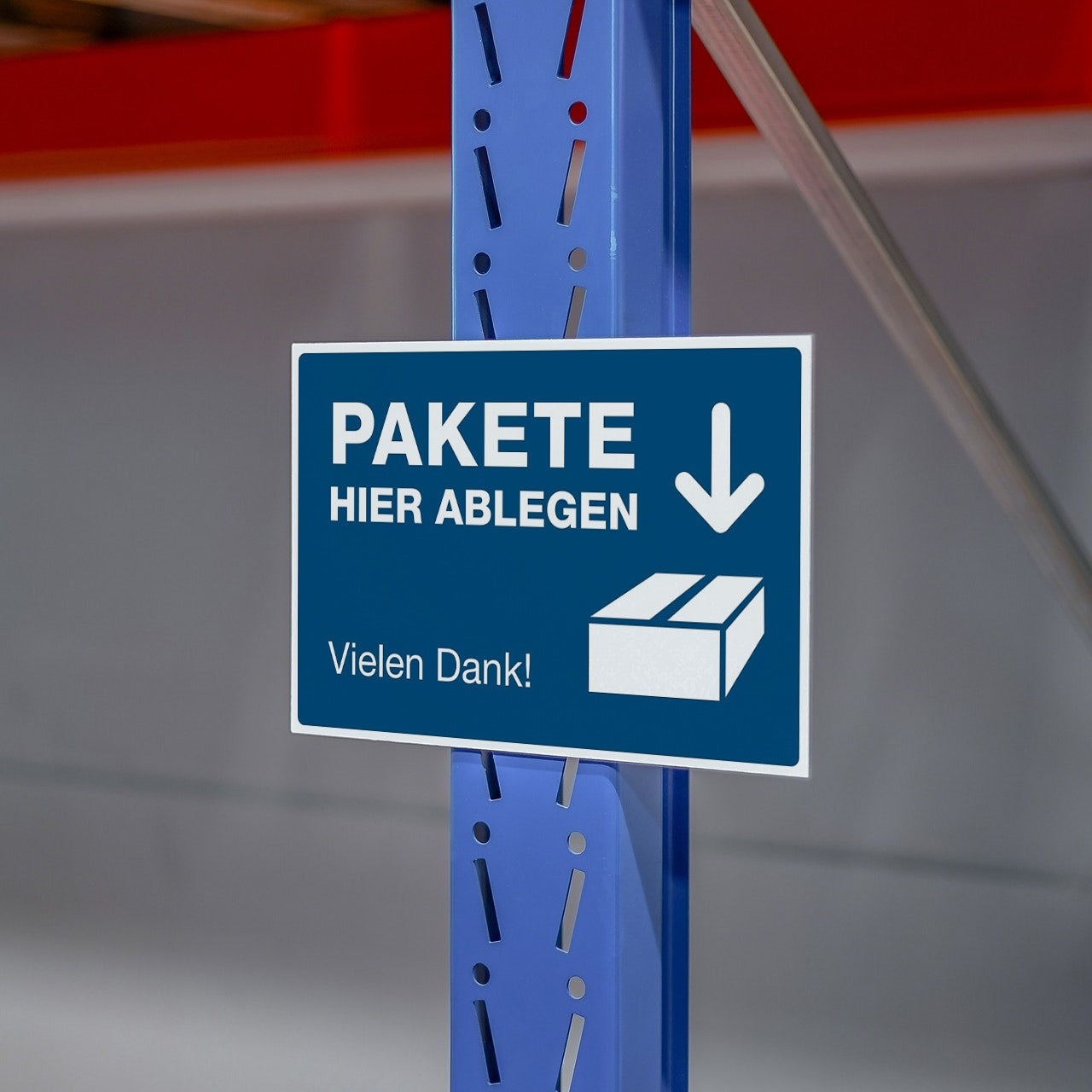 Schild Alu-Verbund Paket hier ablegen Vielen Dank(signalblau, 300x200x4 mm)