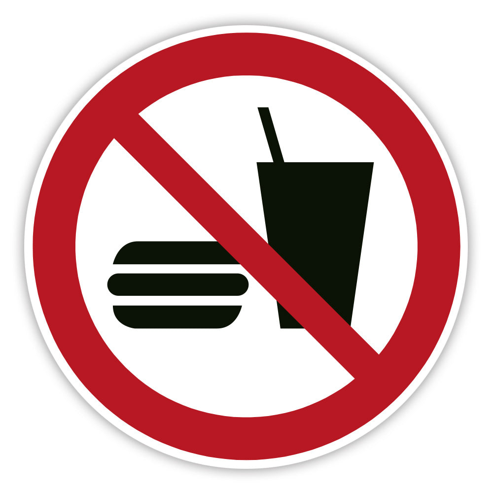 Verbotsschild Essen und Trinken verboten