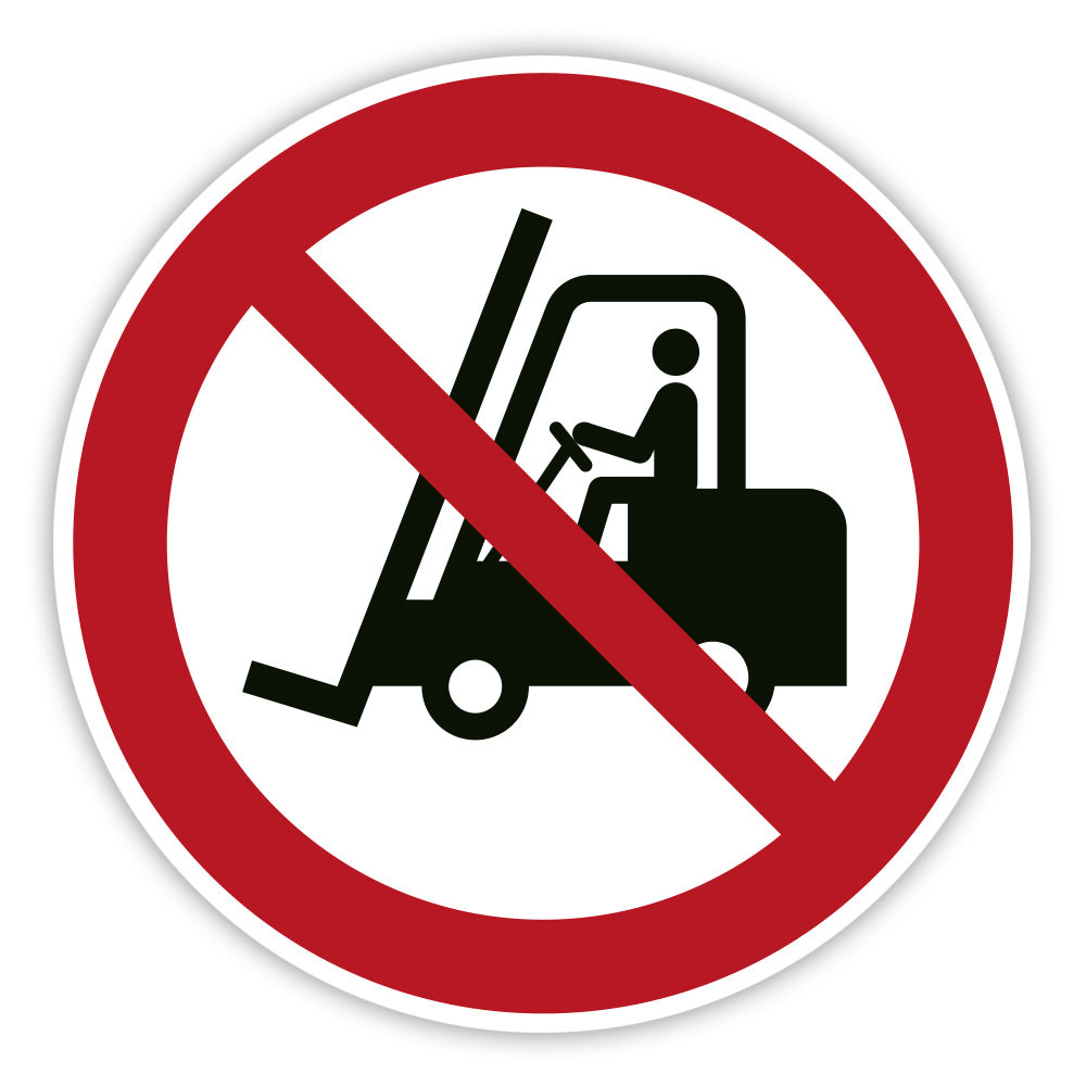 Aufkleber "Für Flurförderfahrzeuge verboten" von aufkleberdrucker.de, Warnschild auf weißem Hintergrund für Flurfahrzeuge.